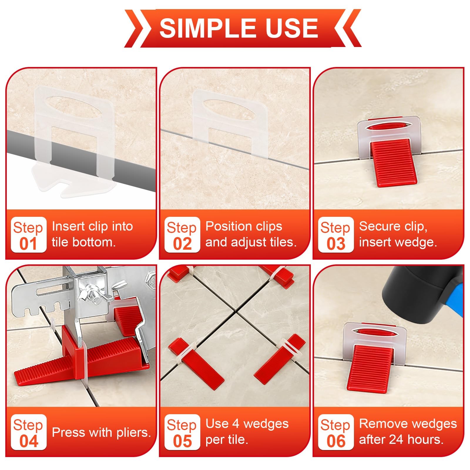 Tile Leveling System with Tile Plier, 300PCS 1/8 Inch Spacers Clips and 100PC…