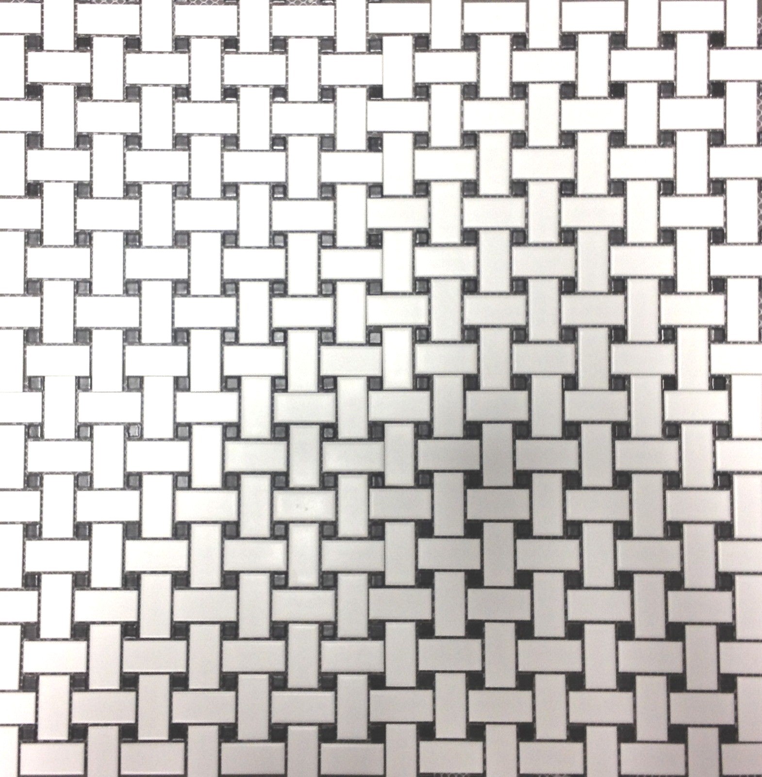 White and Black Basket Weave Porcelain Mosaic, Floor Wall ONE BOX (10 PCS) Bath