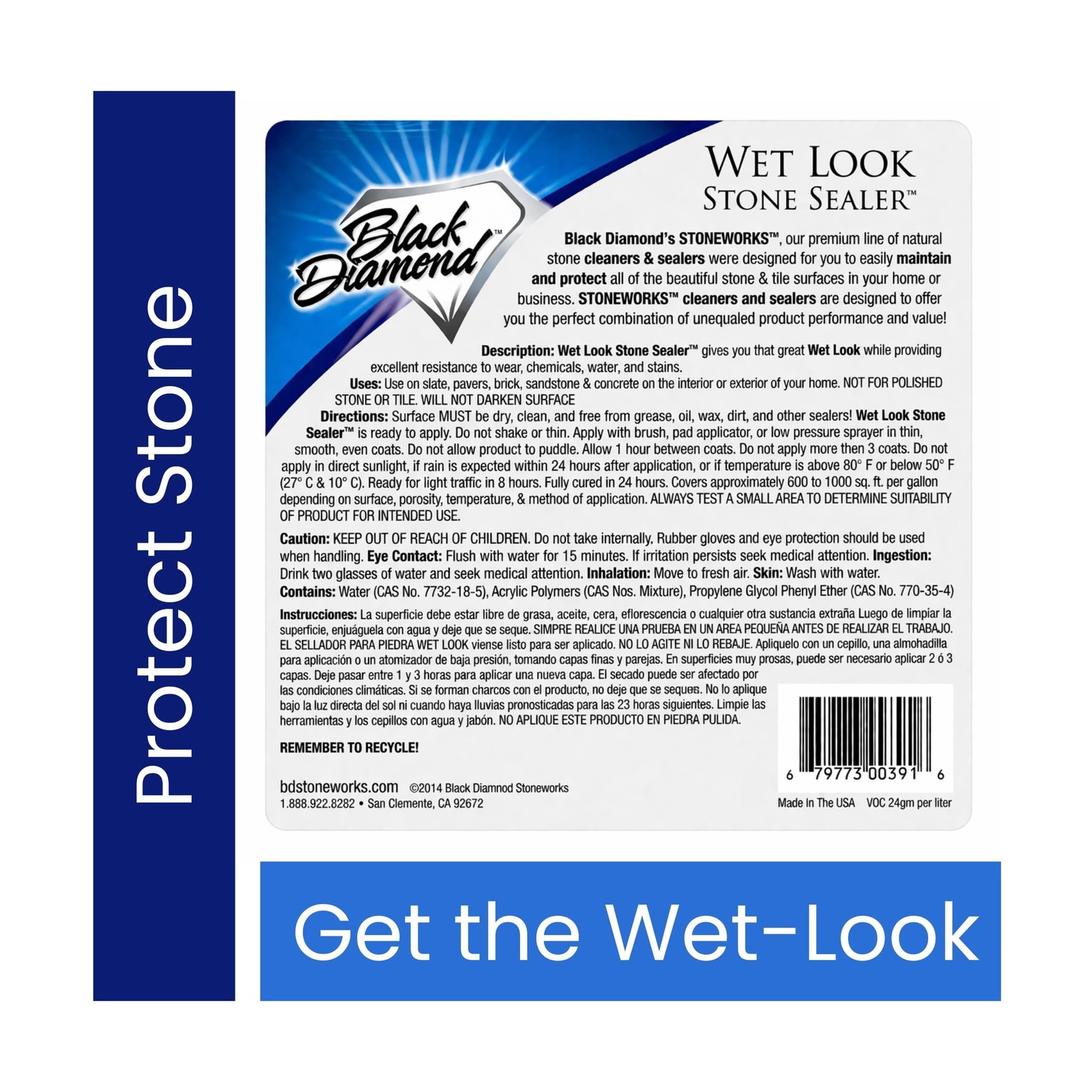 Wet Look Stone & Concrete Sealer, High Gloss for Pavers & Patios, 1 Gallon | …