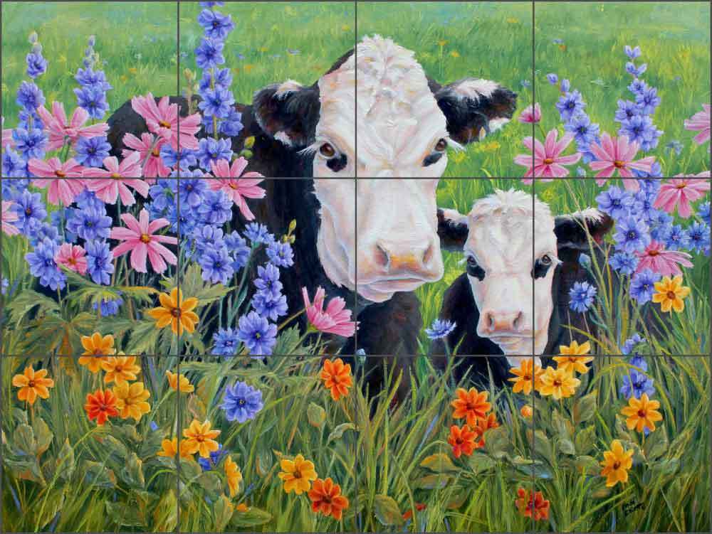 Cow Tile Backsplash Elliott Country Life Art Ceramic Mural CCI-LE198