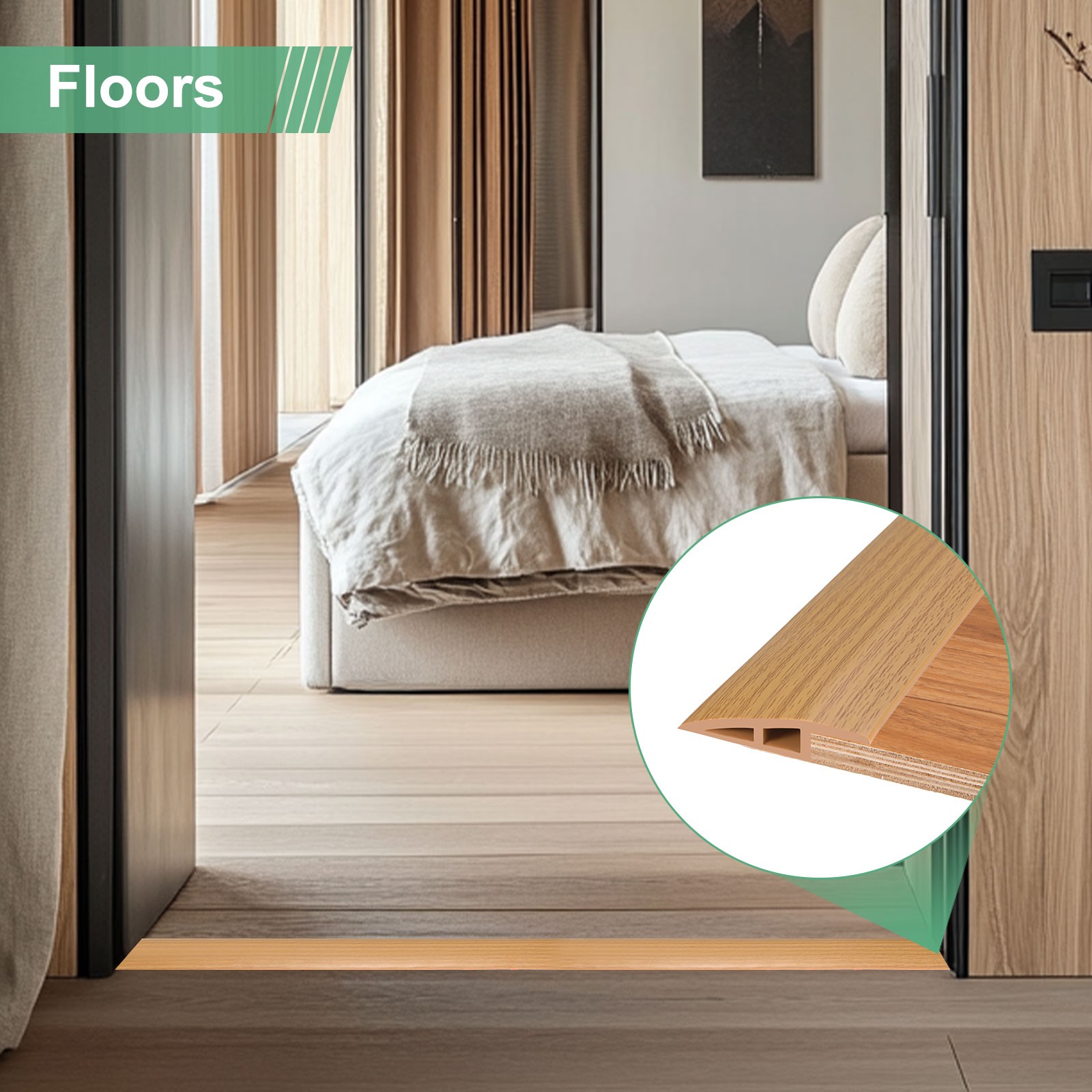 Floor Transition Strip, Floors Heights Within 3/5Inch(15mm)[Yellow Oak]