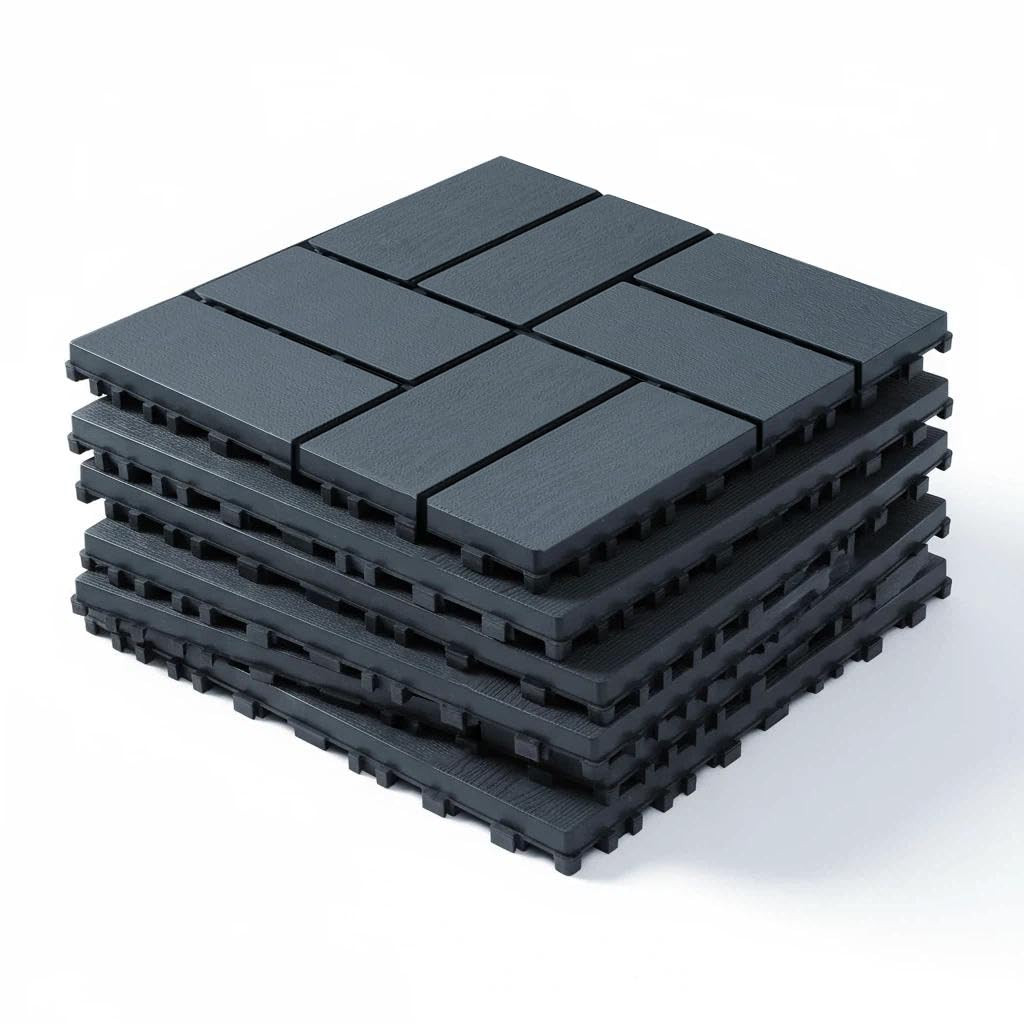 Interlocking Deck Tiles 44 Pack, Plastic Outdoor Deck Tiles for Patio, 12″X12″ W