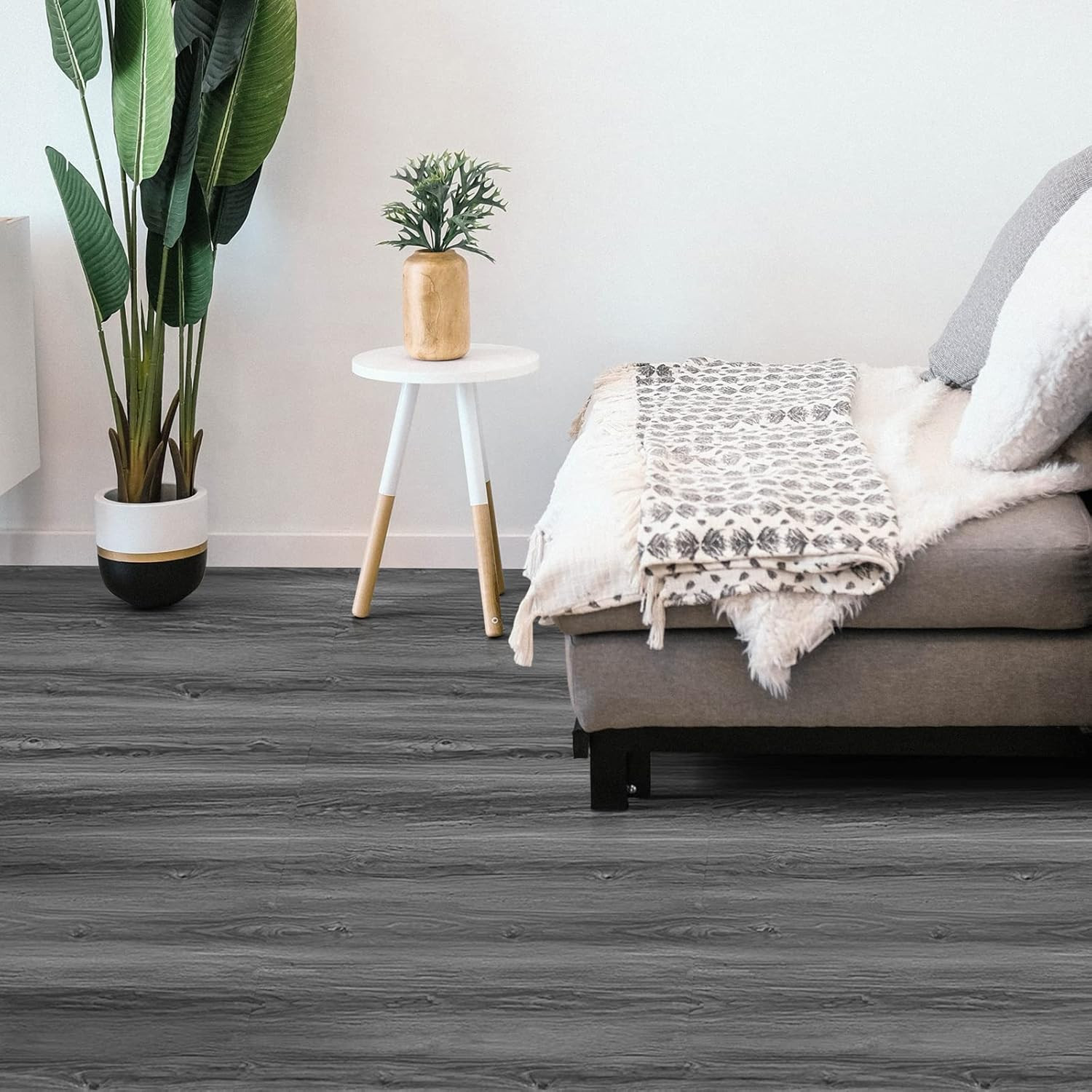 Wood Grain Peel and Stick Floor Tiles – 11.8” Width, Full Roll Length of 118″…