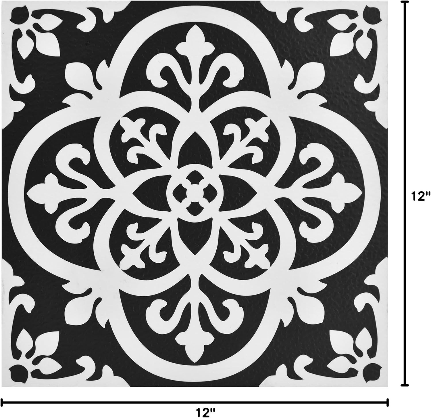 Black Gothic Peel & Stick Floor Tiles Waterproof Easy Install Patterned