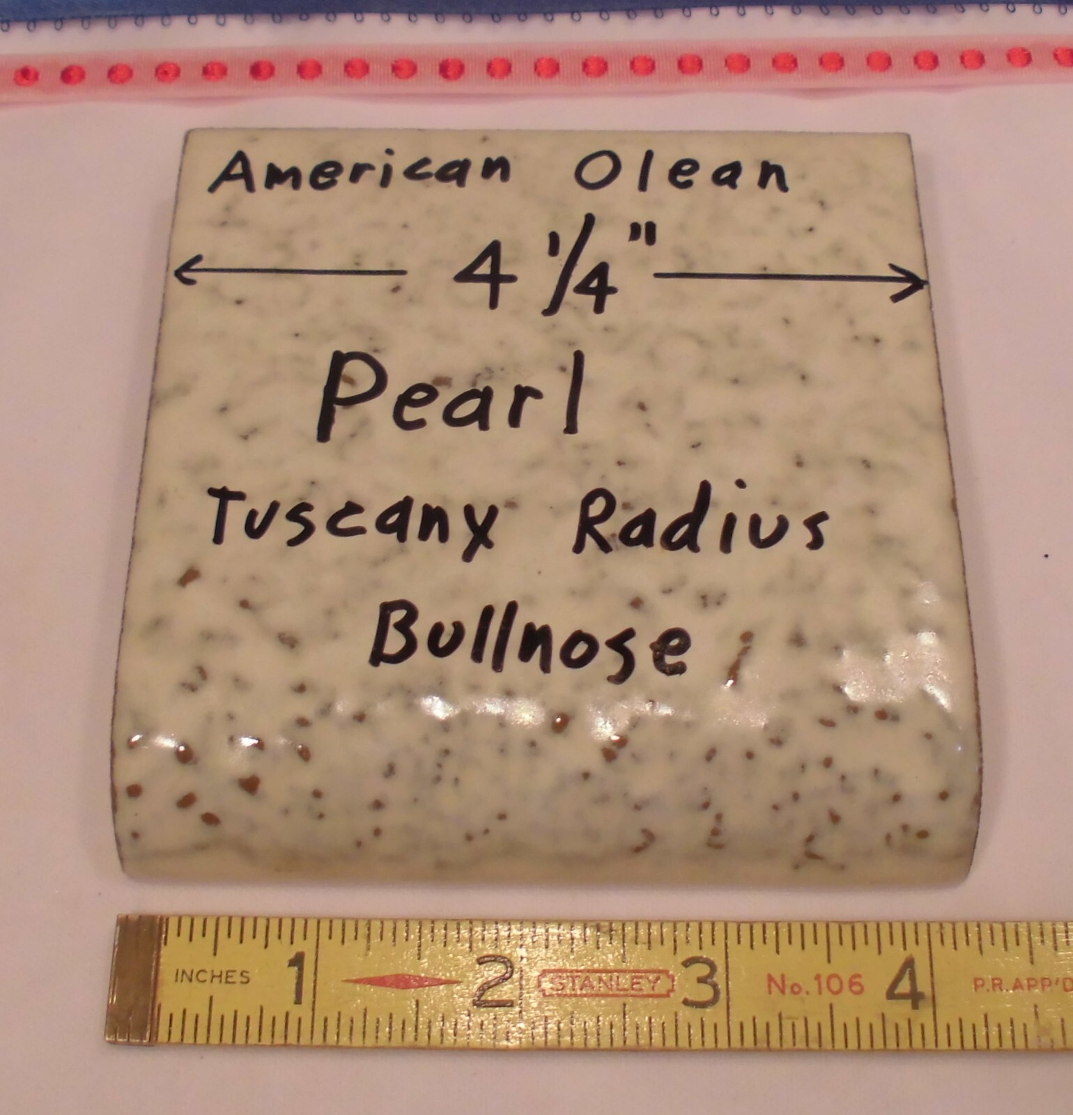 1 pc. Pearl #945: 4-1/4″ Ceramic Tile; Tuscany Glaze; by American Olean NOS