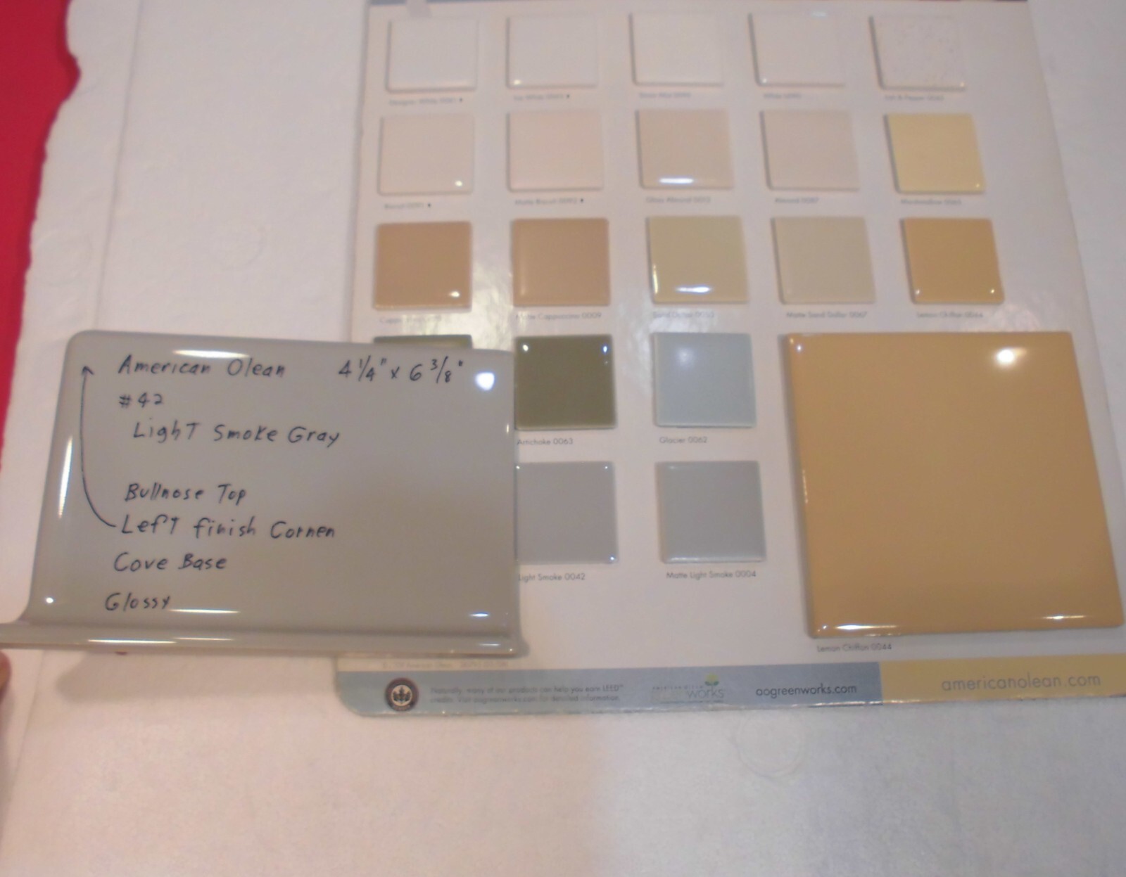 1 pc. Light Smoke Gray: base/cove Ceramic Tile: 4-1/4″ X 6″ Left Finish Corner