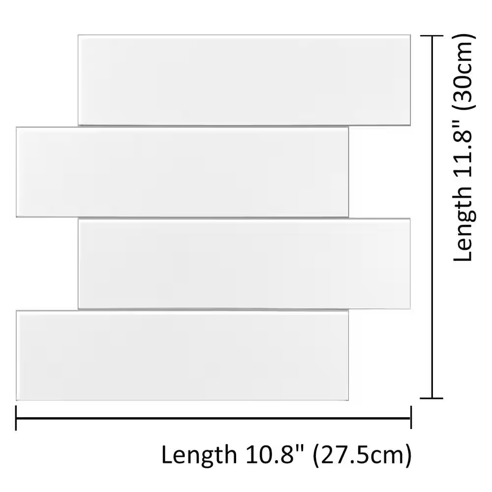 White Long Subway 10.83 In. X 11.81 In. SPC Peel and Stick Backsplash Tile (0.9