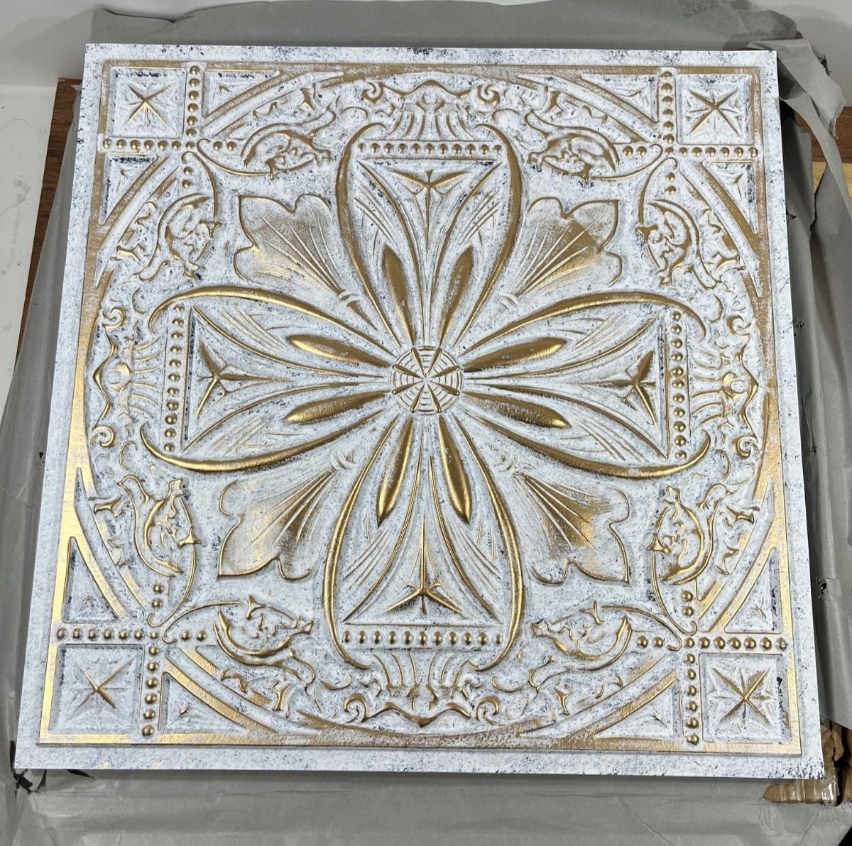 DCT10 Milan PVC 2′ x 2′ Lay-in / Glue-up Ceiling Tile 100 sq ft. Aged White Gold