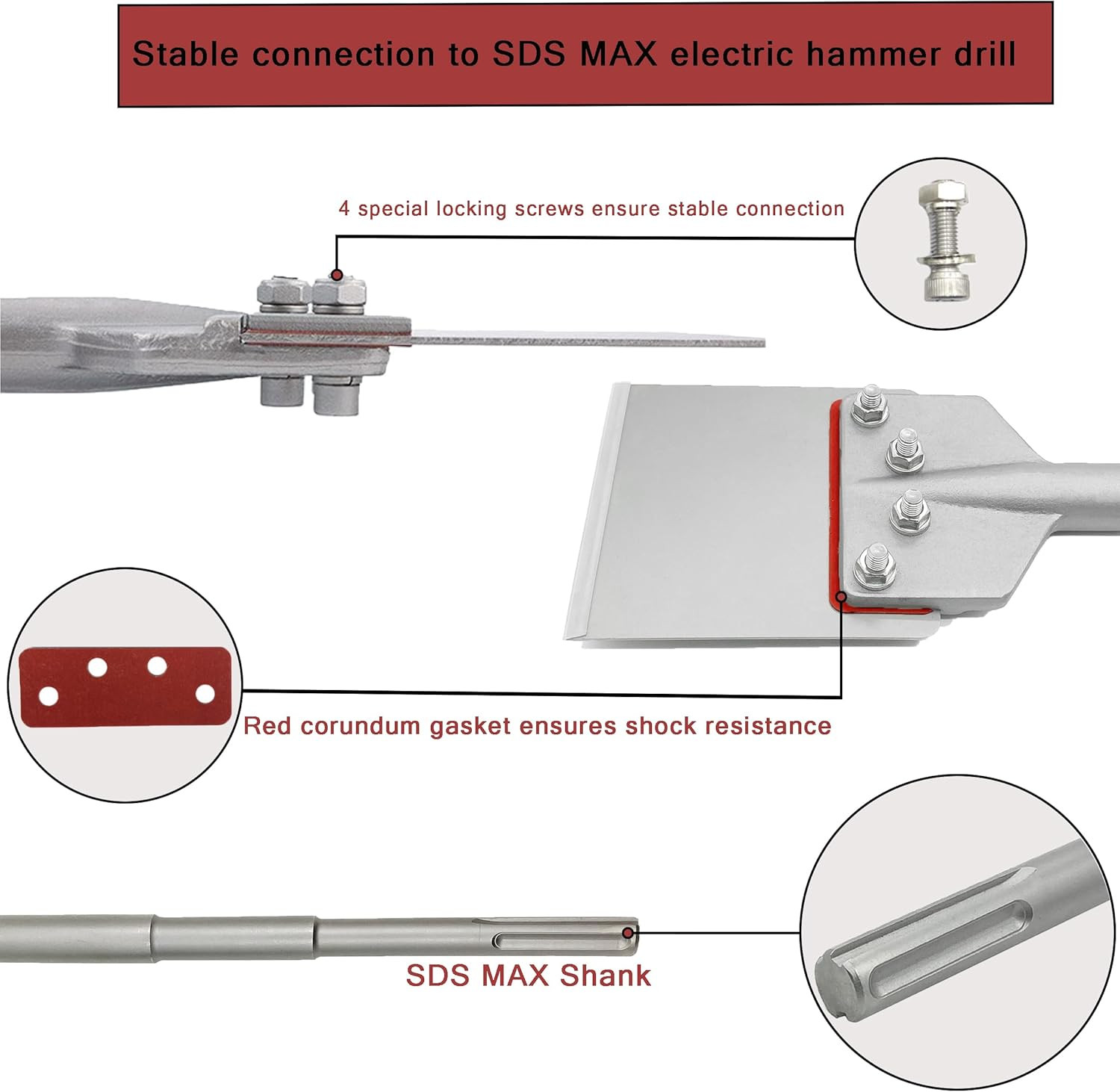 SDS Max Floor Scraper 6 Inch Wide Tile Adhesive Remover with Removable Handle