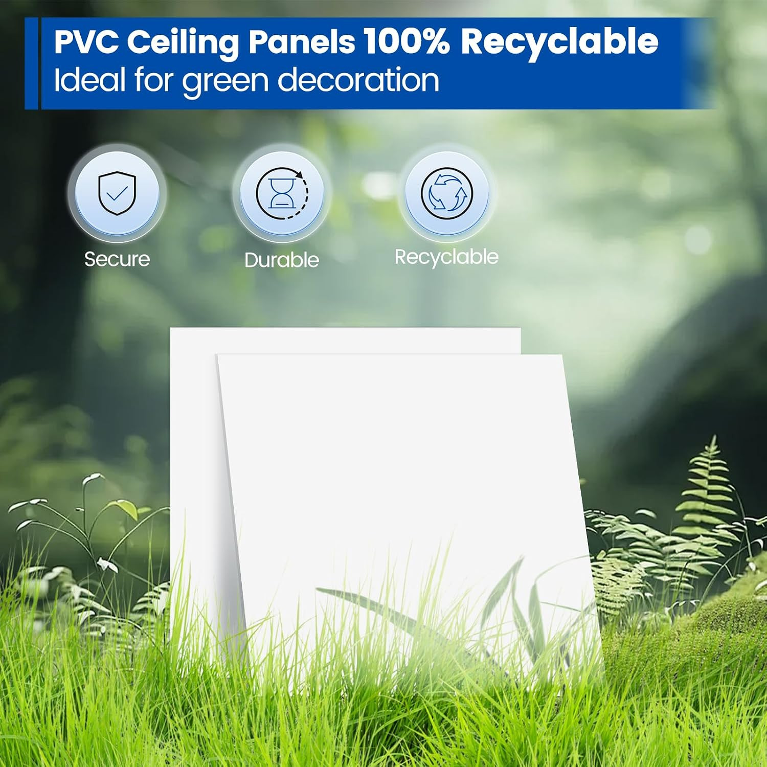 12-Pack Waterproof 2FT x 2FT Drop Ceiling Tiles – Smooth White PVC