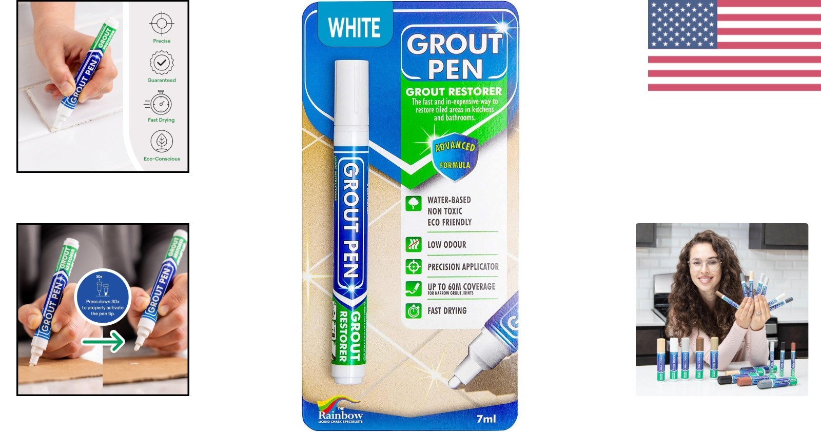 Renovate Grout with White Grout Pen – Long Lasting Ink for Various Surfaces
