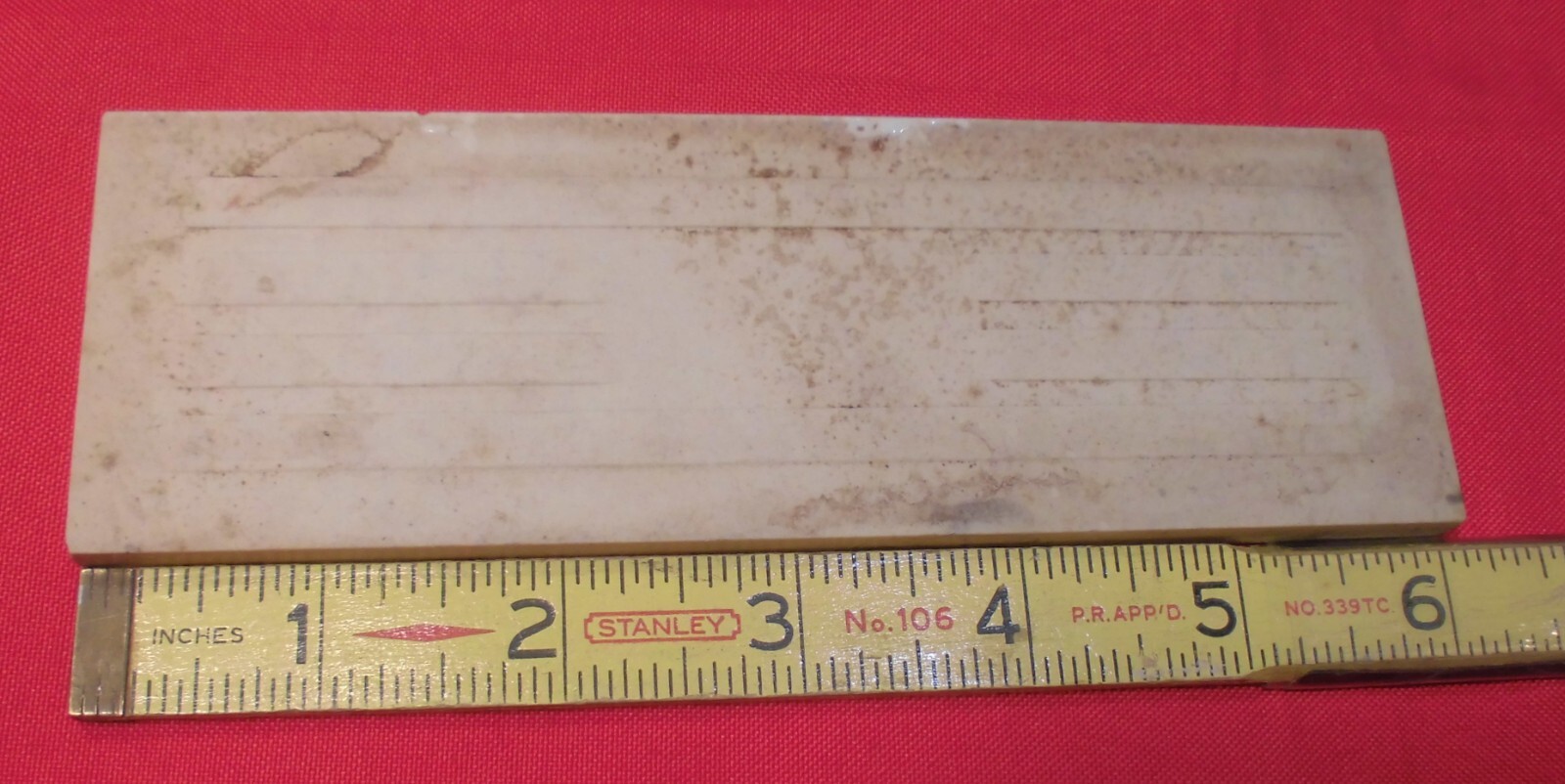 1 pc. White + Dark Specks: 2” X 6” Surface Bullnose Ceramic Tile by MID-STATE