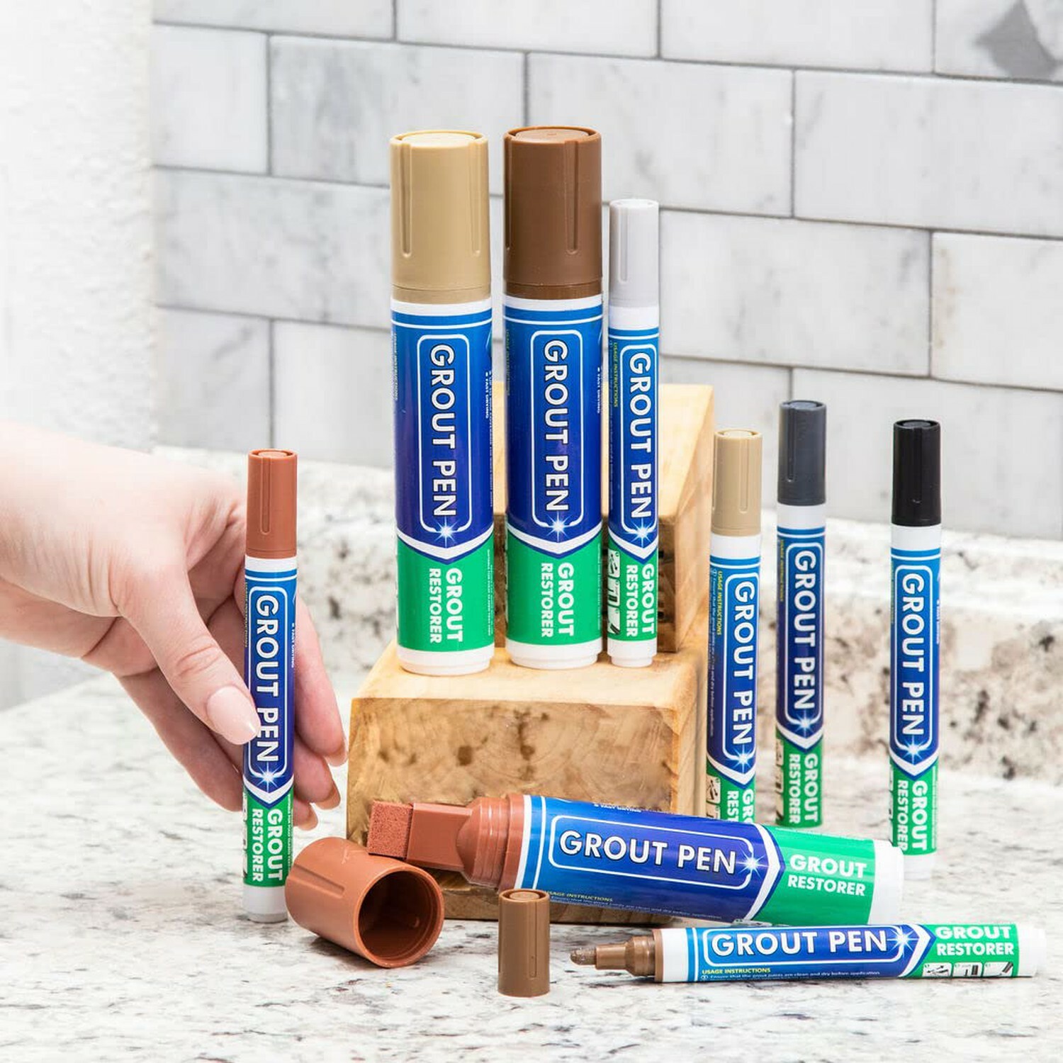 Grout Pen Brown Tile Paint Marker: Waterproof Tile Grout Colorant w/ Extra Tips
