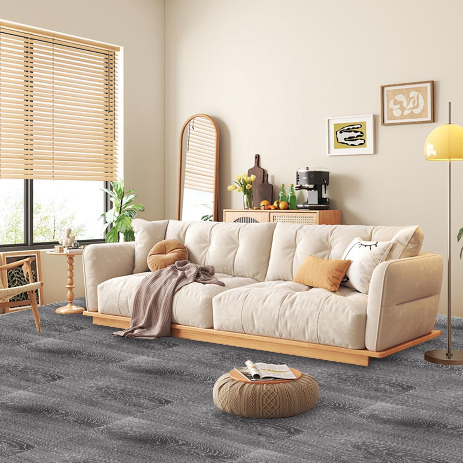 AKOLAFE 40 Sheet Vinyl Flooring 12” x 12” Peel and Stick Floor Tile