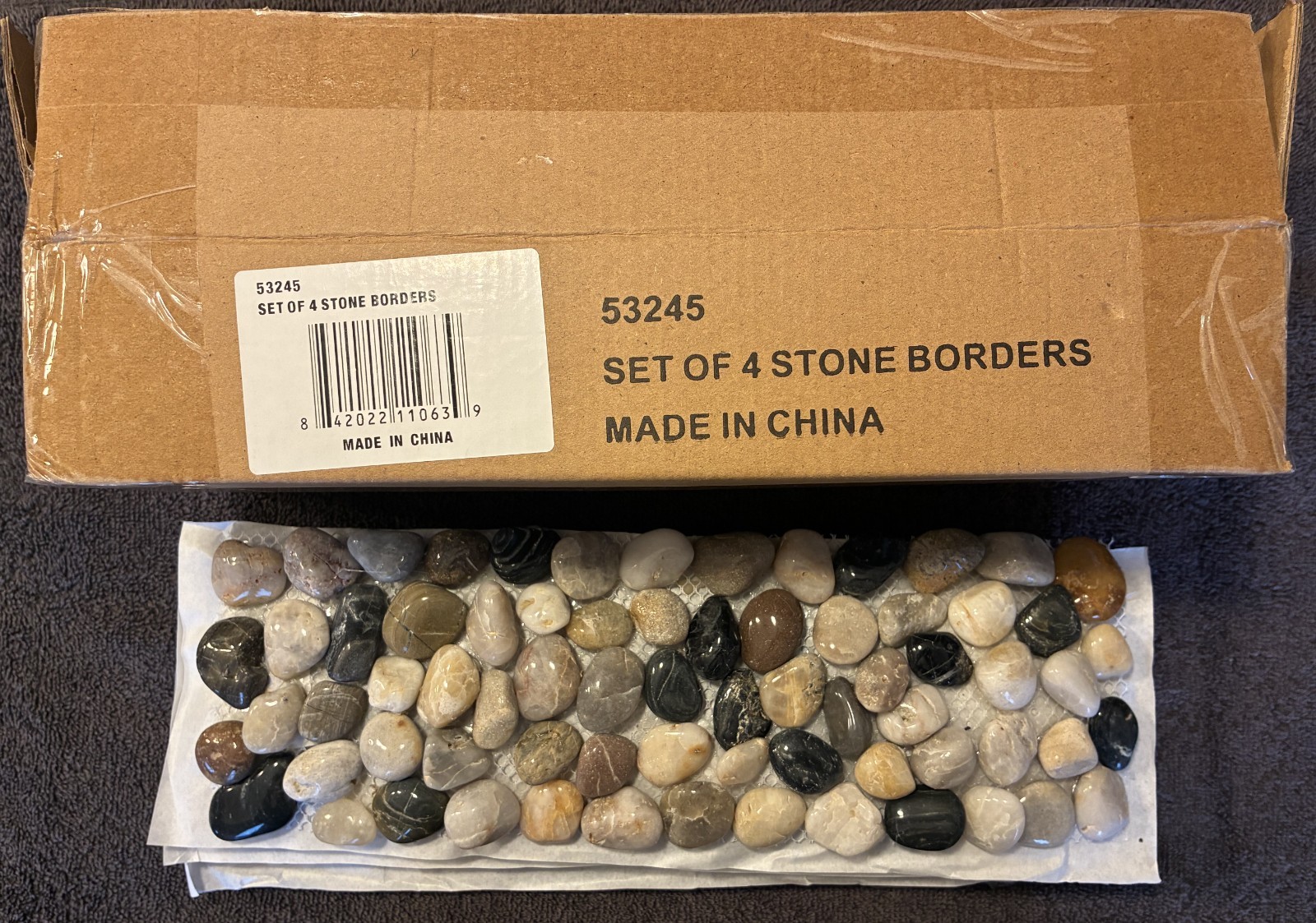 4 Strips Multi-color Natural Pebble Tiles for Shower Floor, Kitchen Backsplash