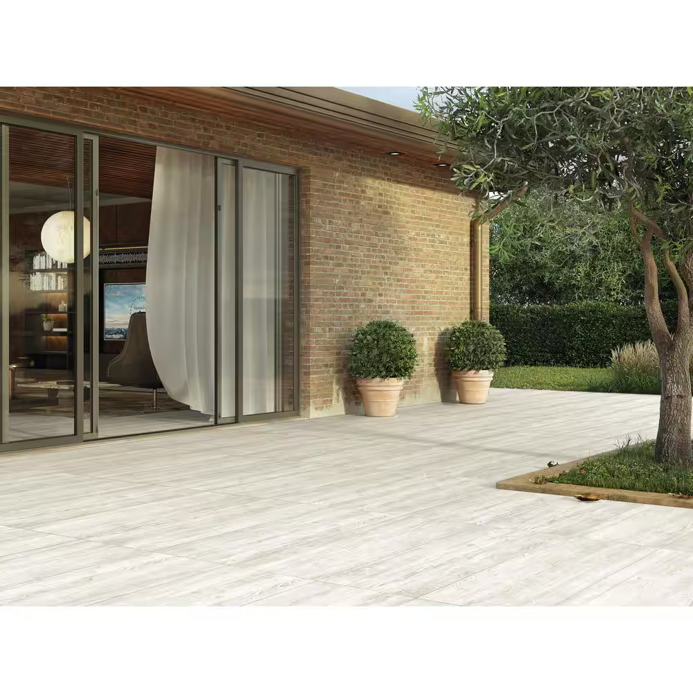 Caldera Blanca 2 Cm. X 16 In. X 47 In. Matte Porcelain Wood Look Paver Floor Til