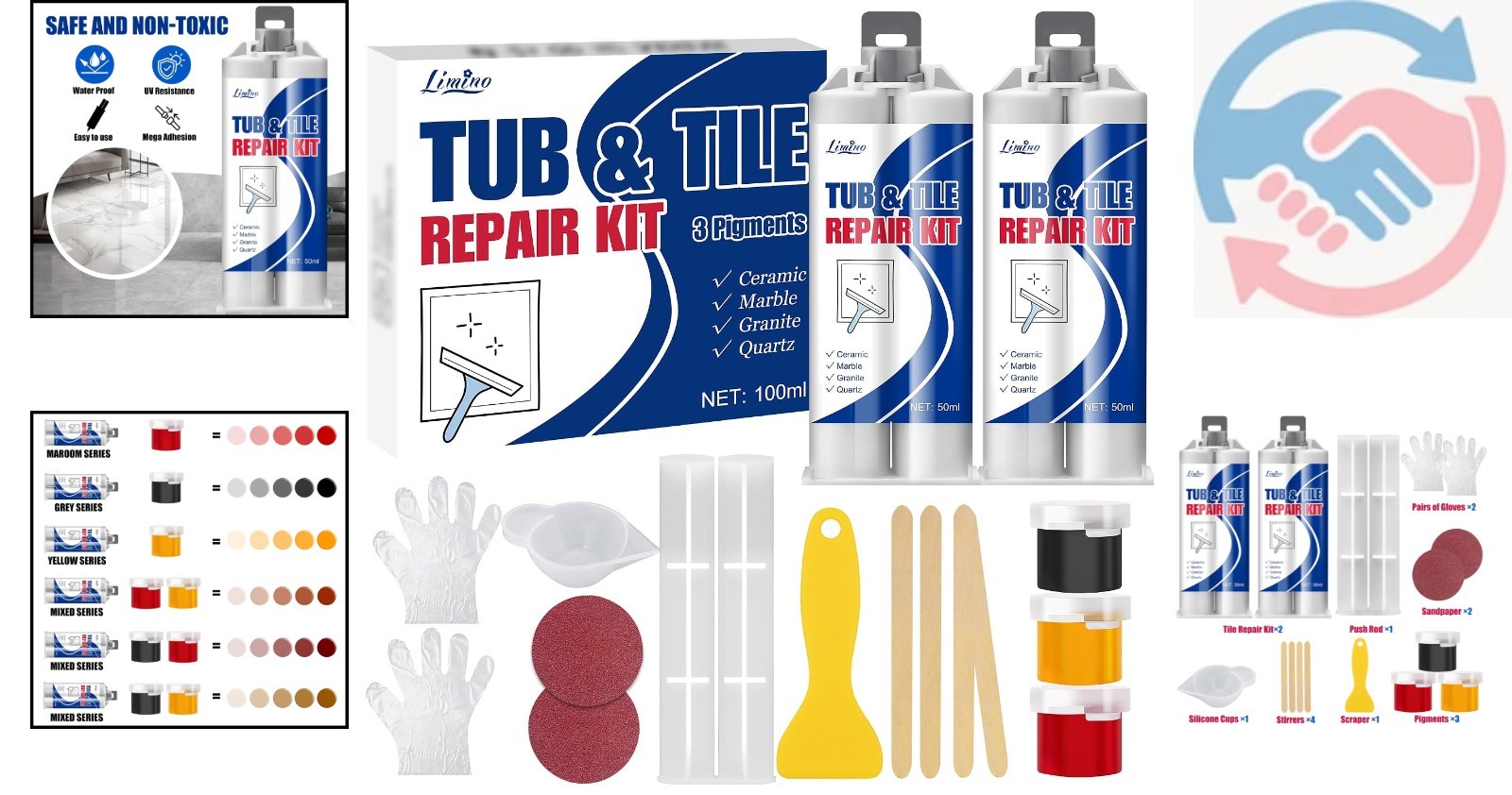 Professional Porcelain Repair Kit – Effortless Restoration for Bathroom Fixtures