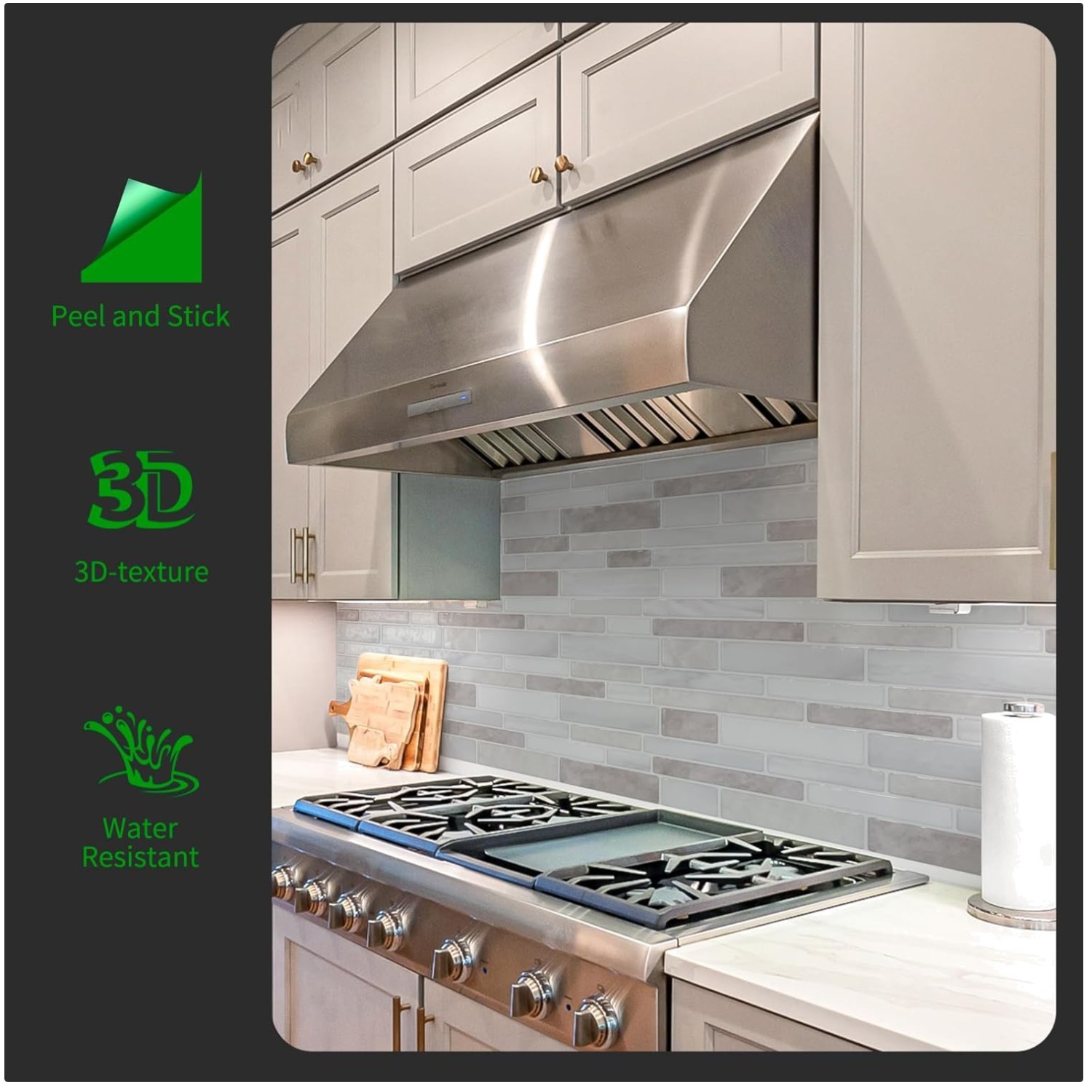 10 Sheet Marble Peel and Stick Backsplash, Beige & White