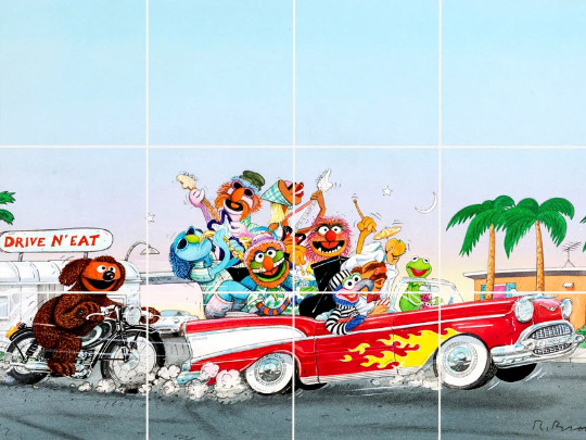 the Muppets Multi-Character Book Illustration ceramic mural backsplash medallion