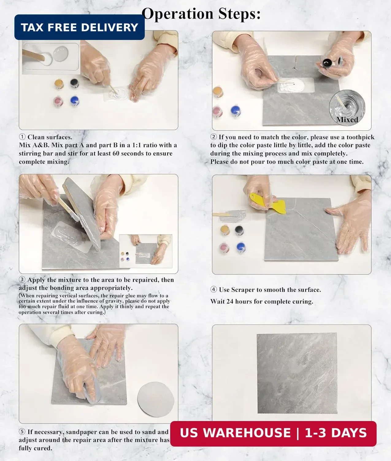 Tub, Tile and Shower Repair Kit (Color Match), Hupeyna Porcelain Repair Kit, Bat