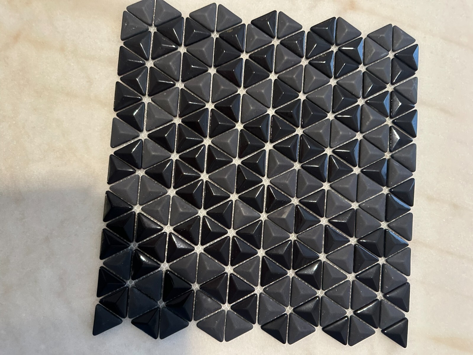 Black Triangle Matte and Glossy Mixed Mosaic Glass