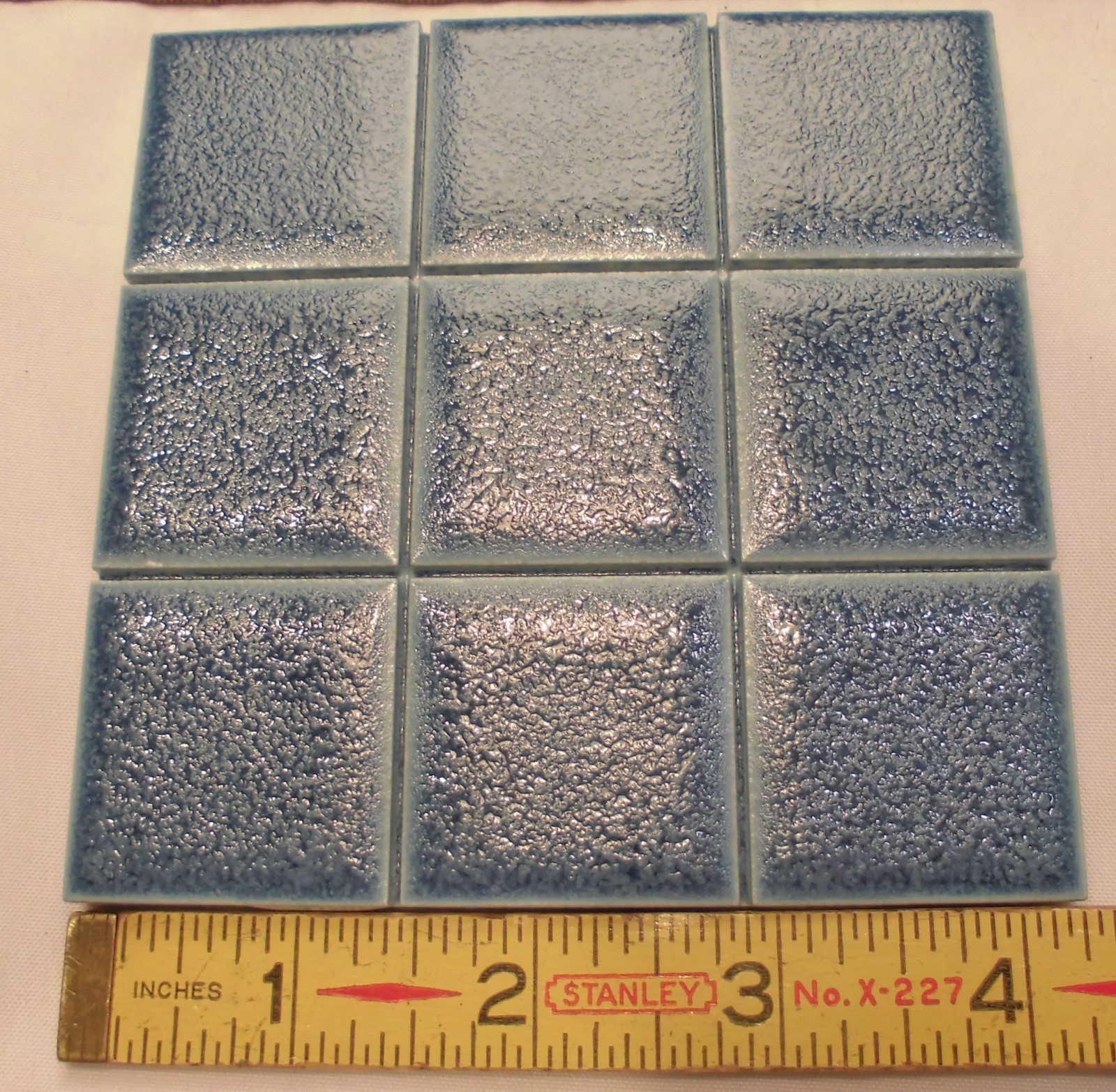 1 pc. *Cobalt Blue* Scored Crystalline Ceramic Tile American Olean…4-1/4″ NOS