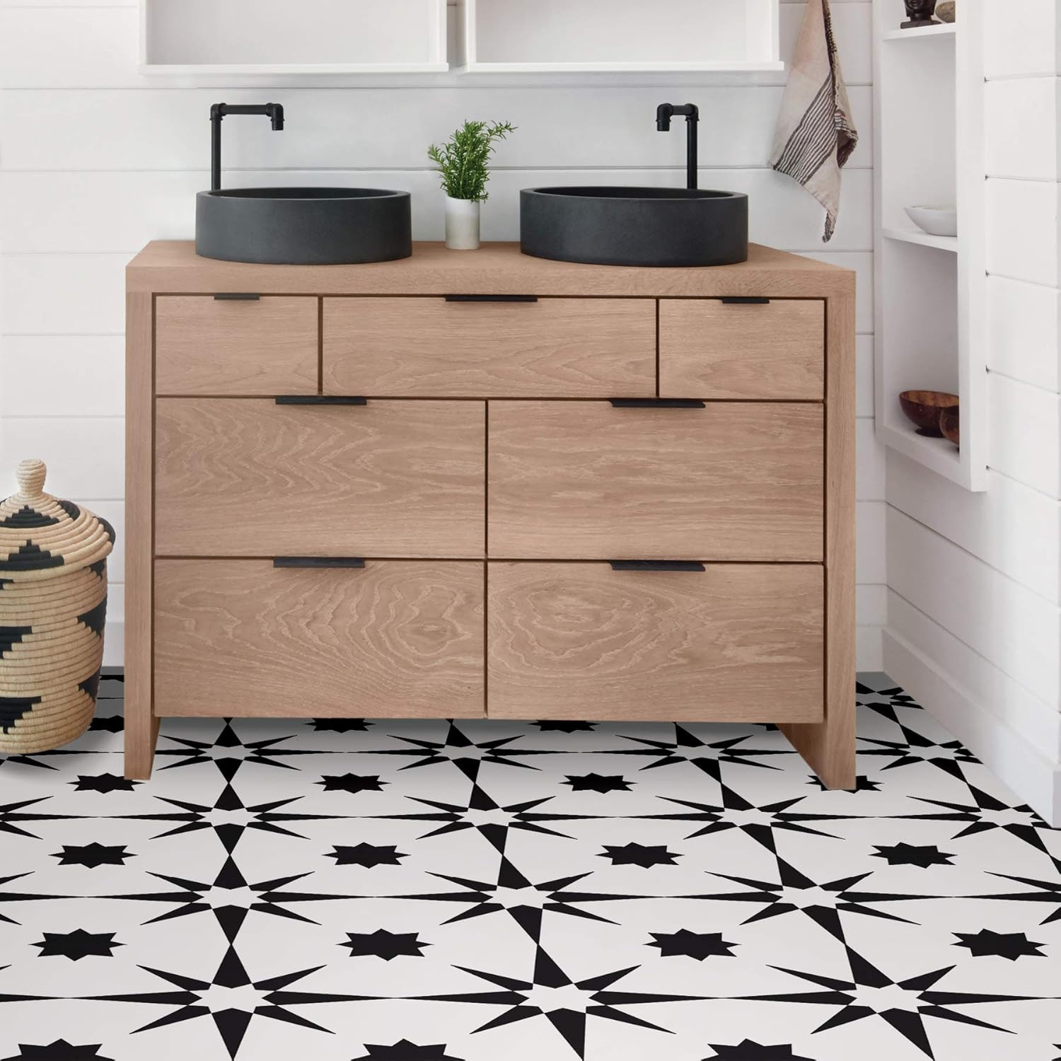 FP2948 Altair Peel & Stick Floor Tile, ?N? ???K, Black, 10 Square Fee