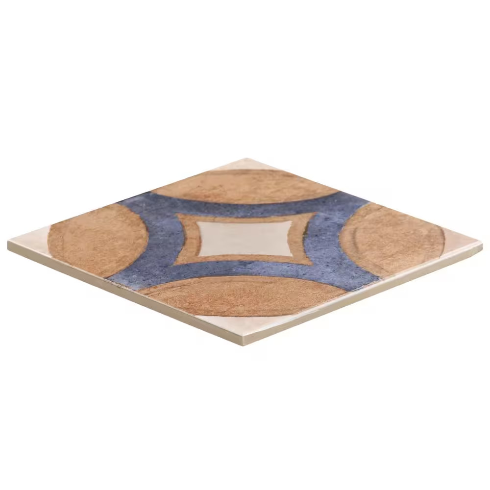 Angela Harris Sicilia Circles Cotta 7.87 In. X 7.87 In. Matte Porcelain Floor an