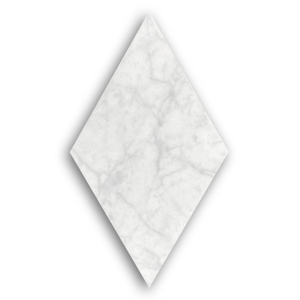 C56H Carrara Marble Diamond Tile Honed 4×8 Rhomboid Venato Carrera