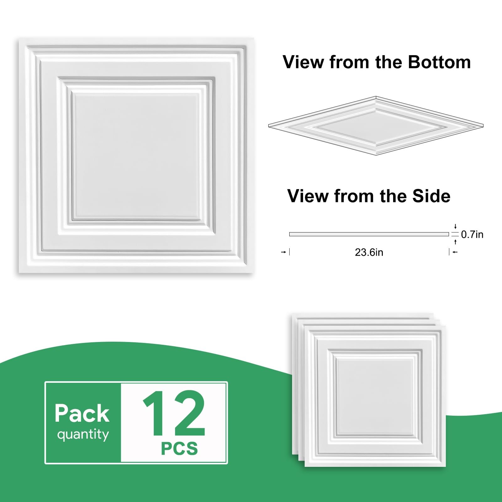 Gigrwiin 2ft x 2ft White Carved Relief Ceiling Tiles – Drop Ceiling Tile 24 x…