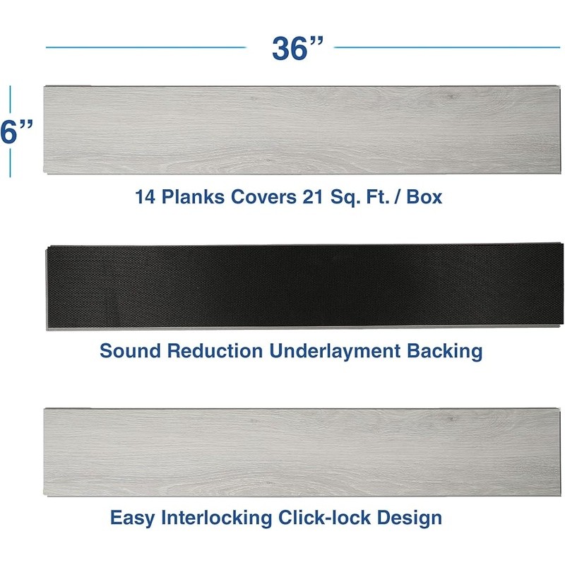 Luxury Vinyl Plank Flooring Waterproof Durable Interlocking DIY Tiles 21 Sq Ft