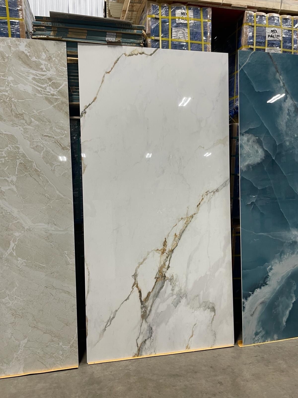 48 x 96 inches Porcelain Tile, 6 mm thickness, One Slab Covers 32 sq/ft, $300