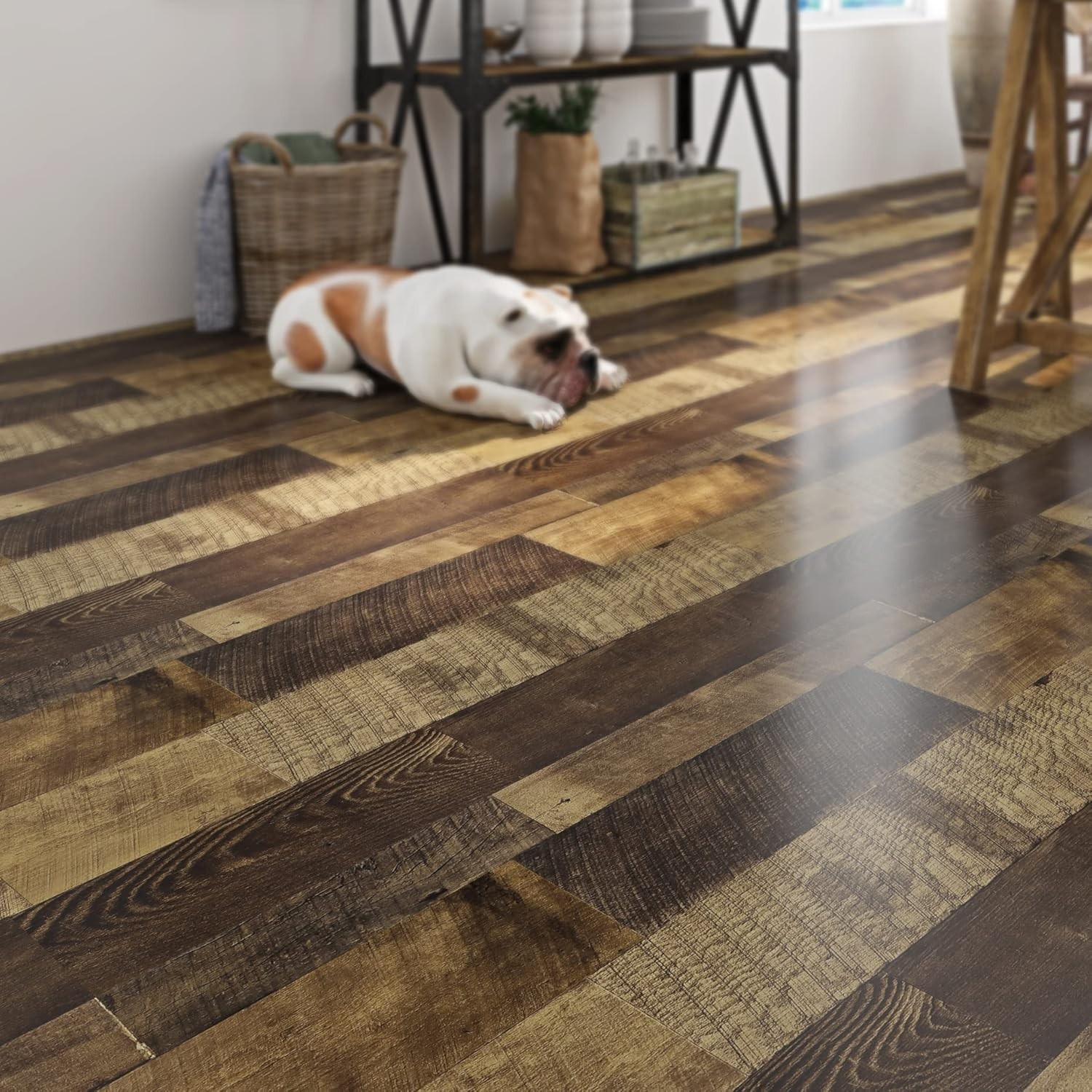 Reclaimed Wood Vinyl Flooring Roll Waterproof Vinyl Plank Flooring Peel and Stic