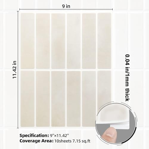 Peel and Stick Backsplash, 10 Sheets 11.42 x 9 in 3D Self Adhesive Wall Tile …