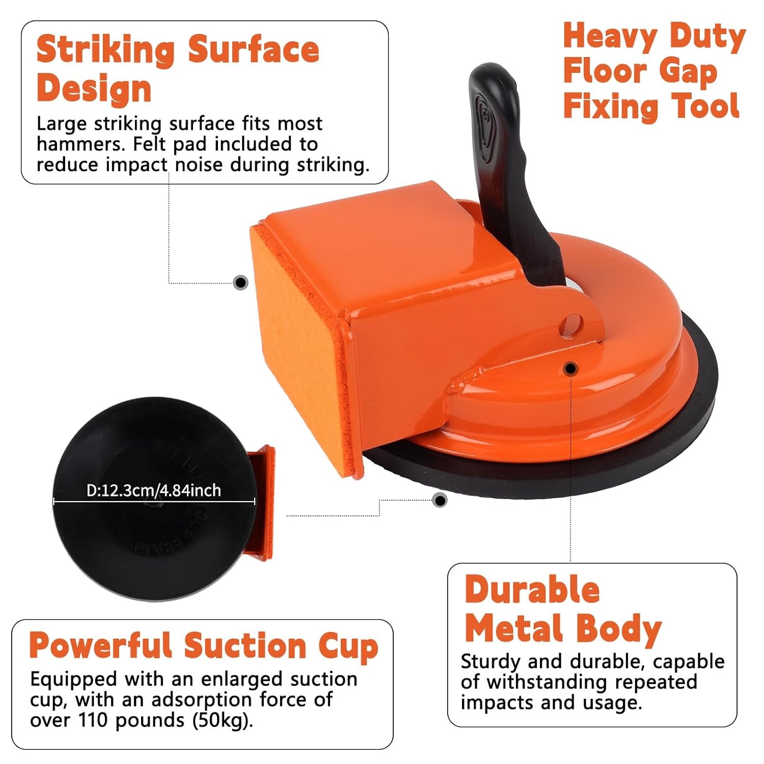 Floor Gap Fixer Tool with Suction Cup for Hardwood-Laminate and Vinyl Flooring