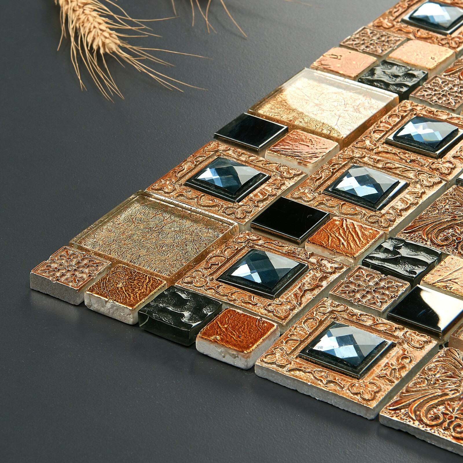 Simple Tile – Glass & Stone Mosaic Tile For Kitchen Backsplash, GM 8306-Pyramid