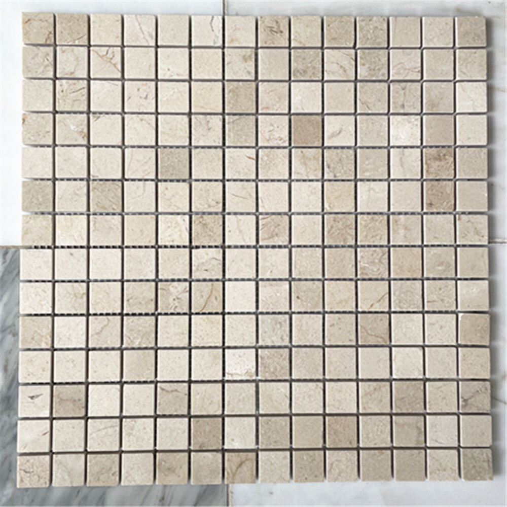 M23XP Crema Marfil Beige Marble 3/4×3/4 Grid Square Mosaic Tile Polished