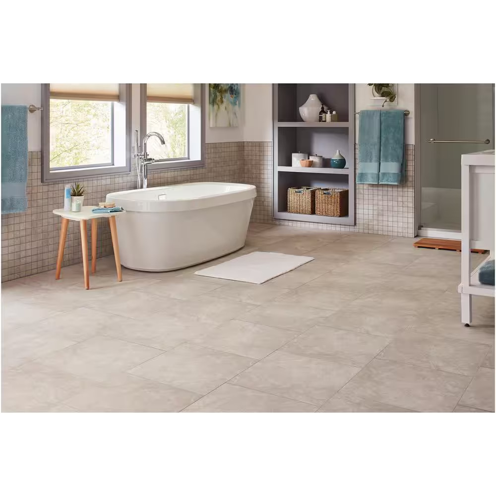 Portland Stone Gray 18 In. X 18 In. Glazed Ceramic Floor and Wall Tile (348.8 Sq