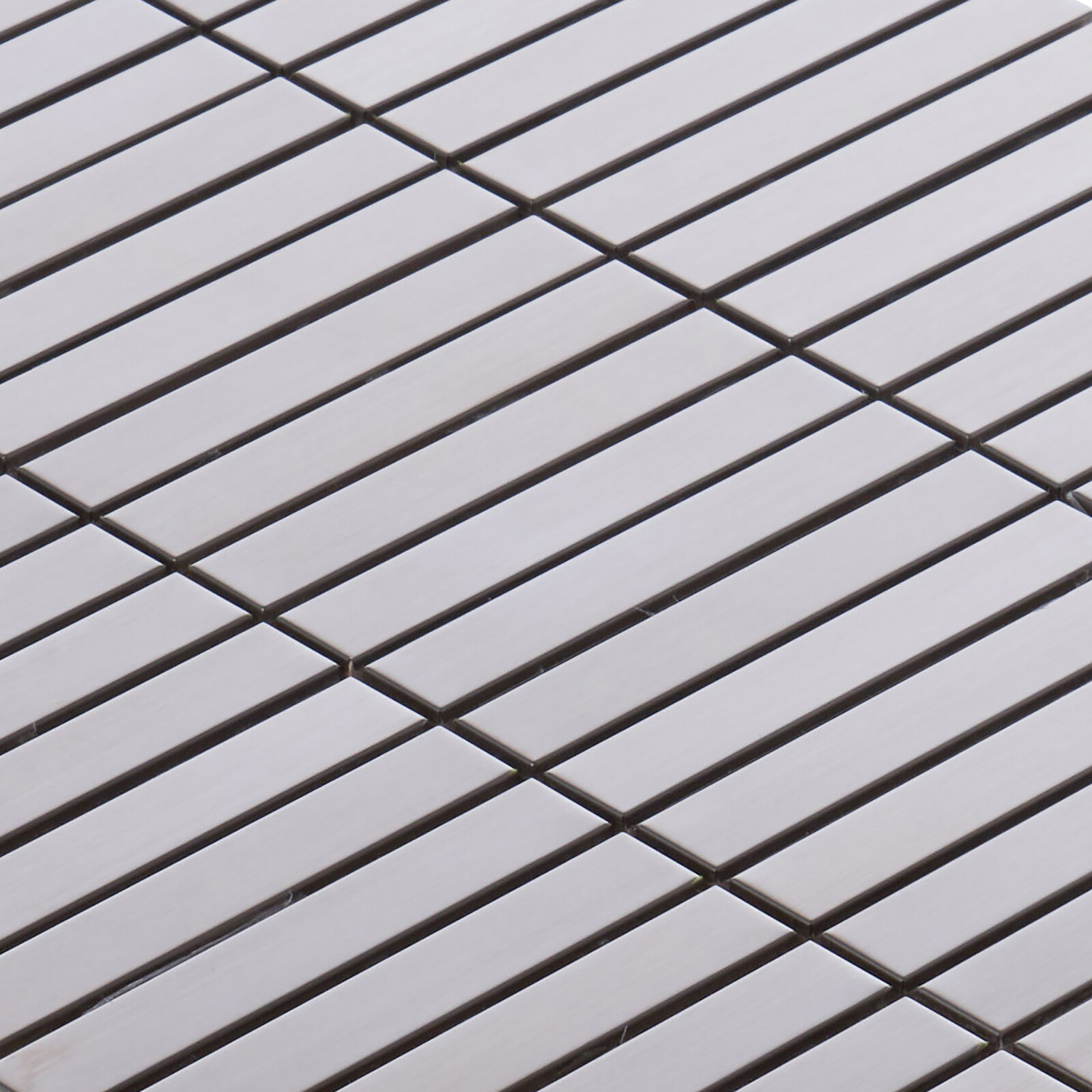 Brushed Nickle Stainless Steel Metallic Metal Stacked Mosaic Tile Backsplash