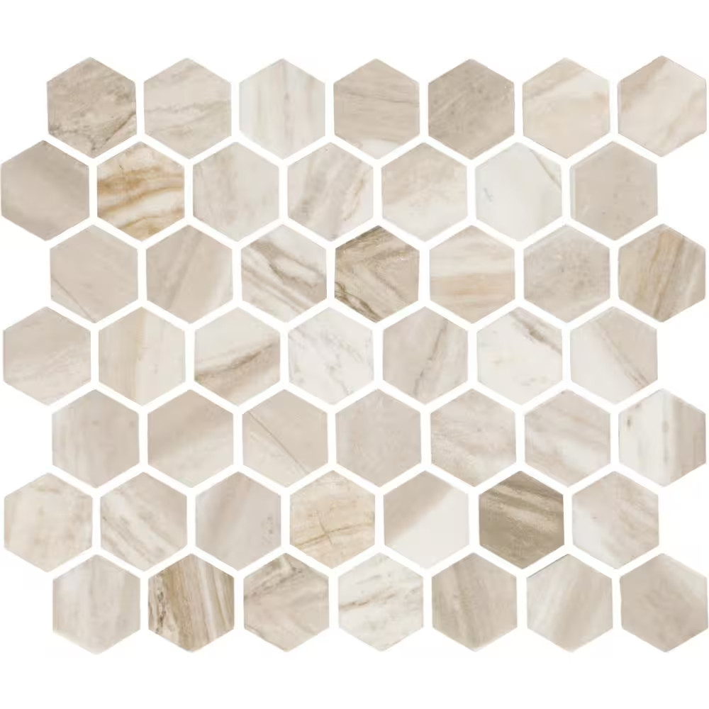 Stone Decor Accents Brisk Beige 10 In. X 12 In. Matte Ceramic Hexagon Mosaic Til