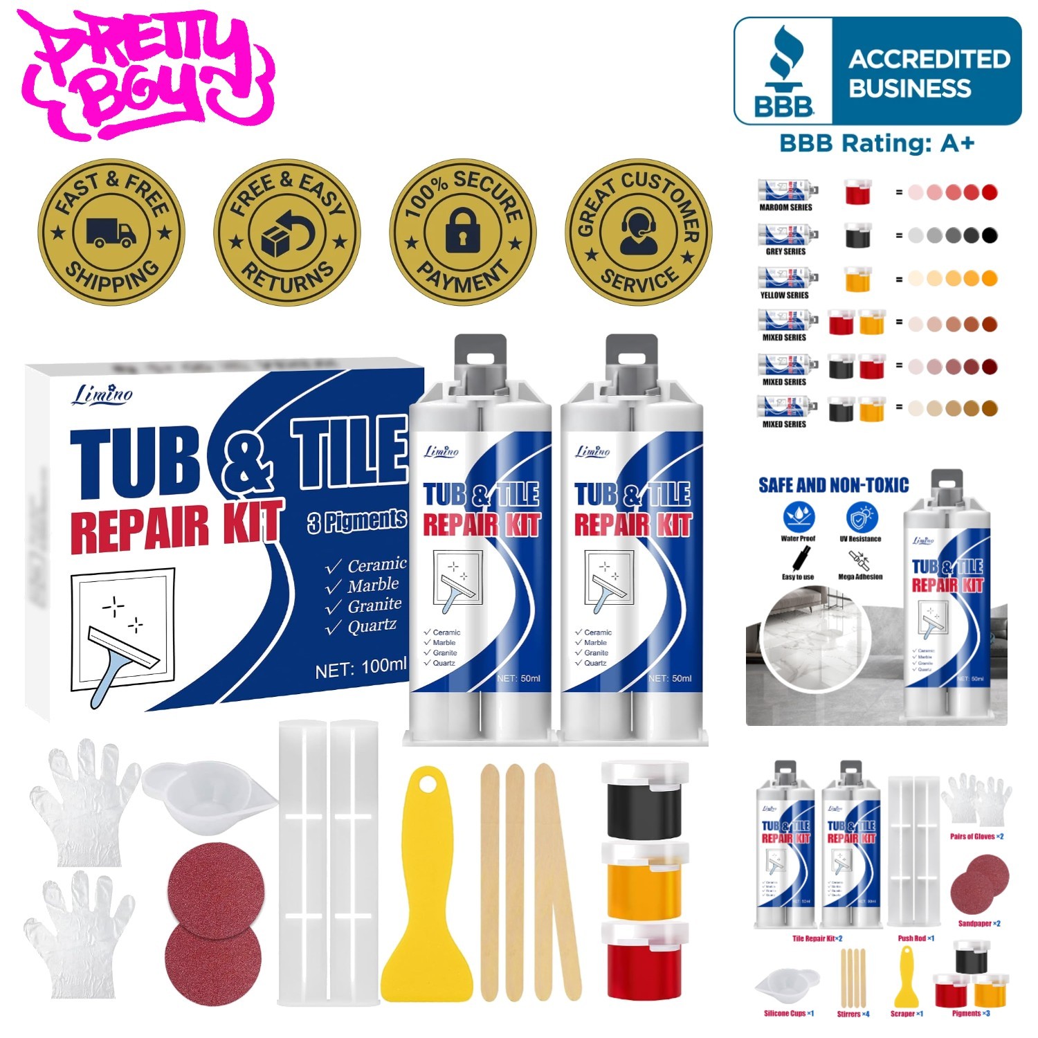Professional Porcelain Repair Kit – Effortless Restoration for Bathroom Fixtures