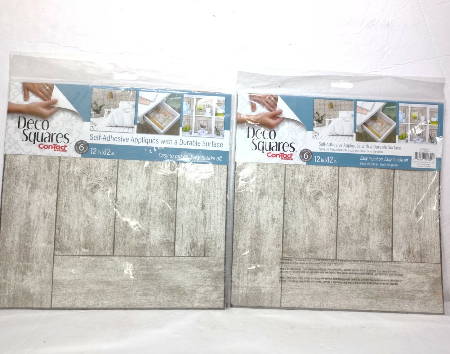 12 Tiles Contact Deco (2 Packs) Squares 12″ x 12″ Vinyl 6 Per Pack Wood Gray