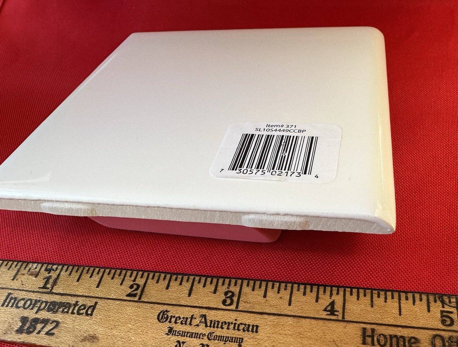 1 pc. #SL10 White: Gloss Ceramic Bullnose Tile by American Olean 4-1/4″