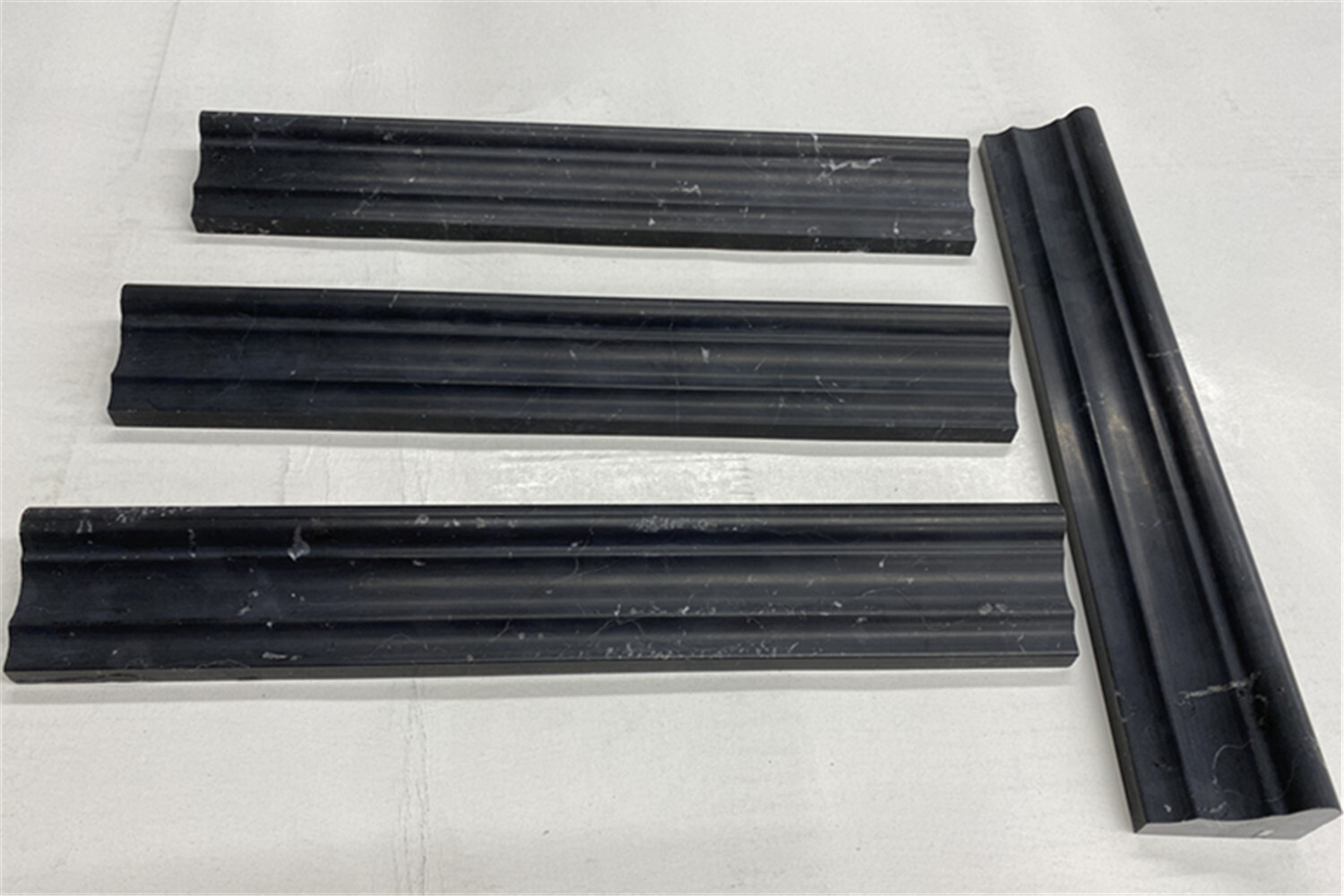 N13H Nero Marquina Black Marble 2×12 Chair Rail Trim Edge Molding Honed