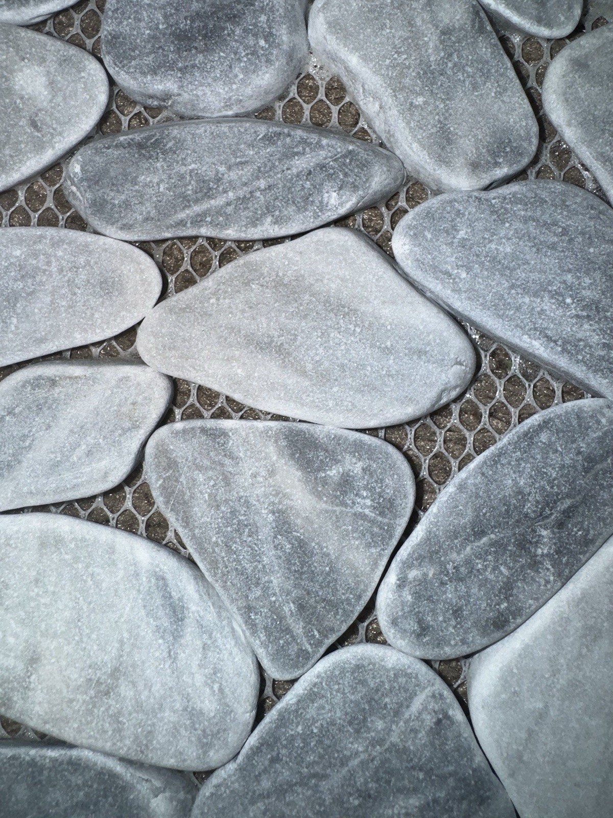 Ice Blue Pebble Honed Marble Mosaic Tile 12×12 Shower Floor Backsplash Mesh