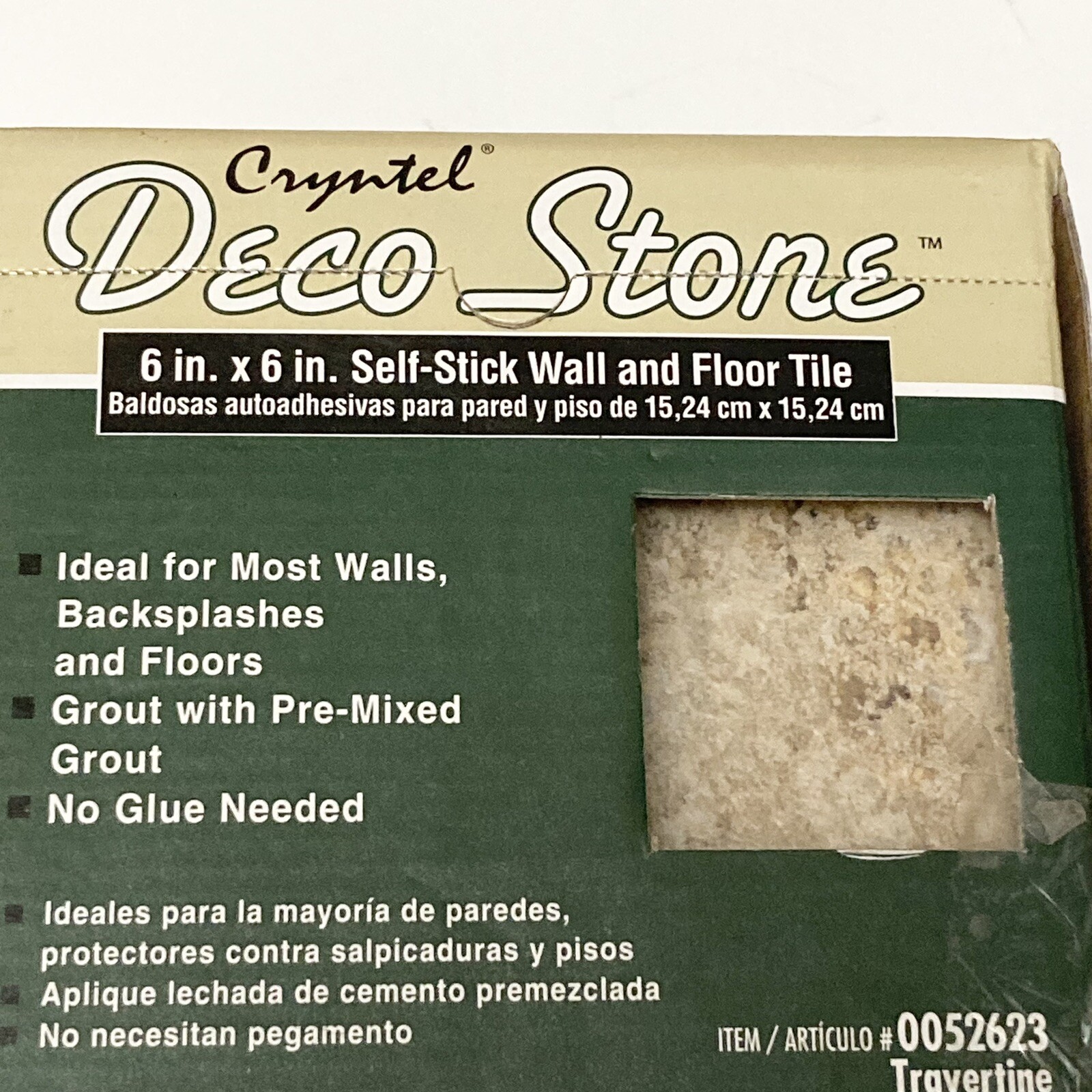 BOX OF 40 6″x6″ Deco Stone Travertine Vinyl Wall Floor Tile Self Stick Groutable