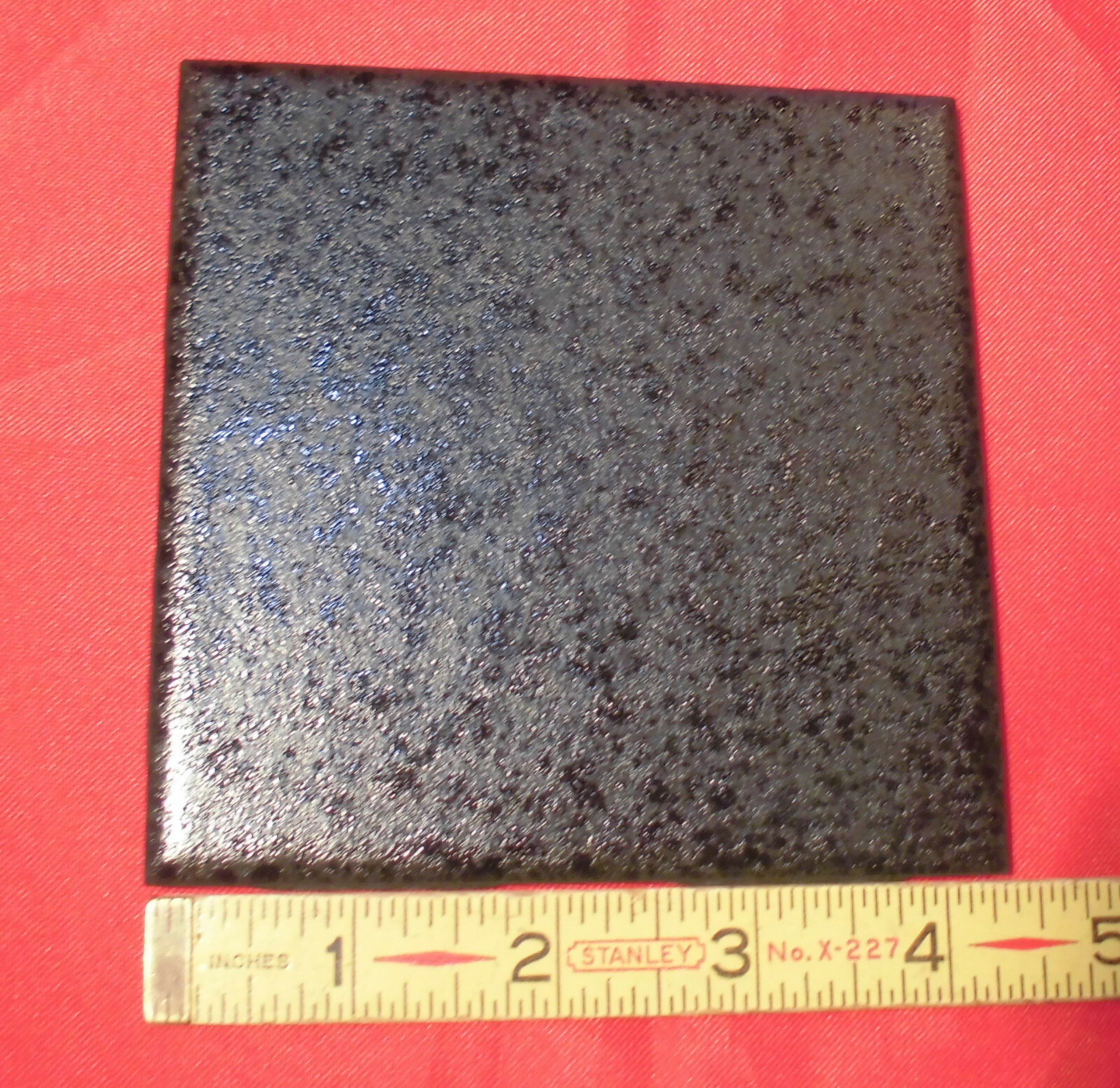 1 pc. Ceramic Tile *Jet Black* by Mid-State Co. 4-3/8″ (NOS) Textured Glaze