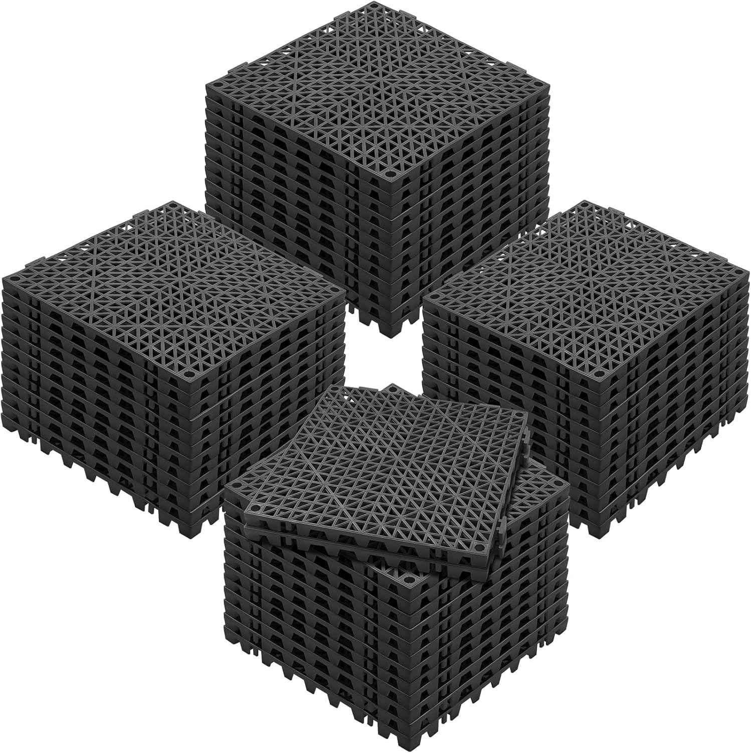 Interlocking Tile 50PCS Black, Drainage Tiles 12″ x 12″ Splicing, Soft PVC In…