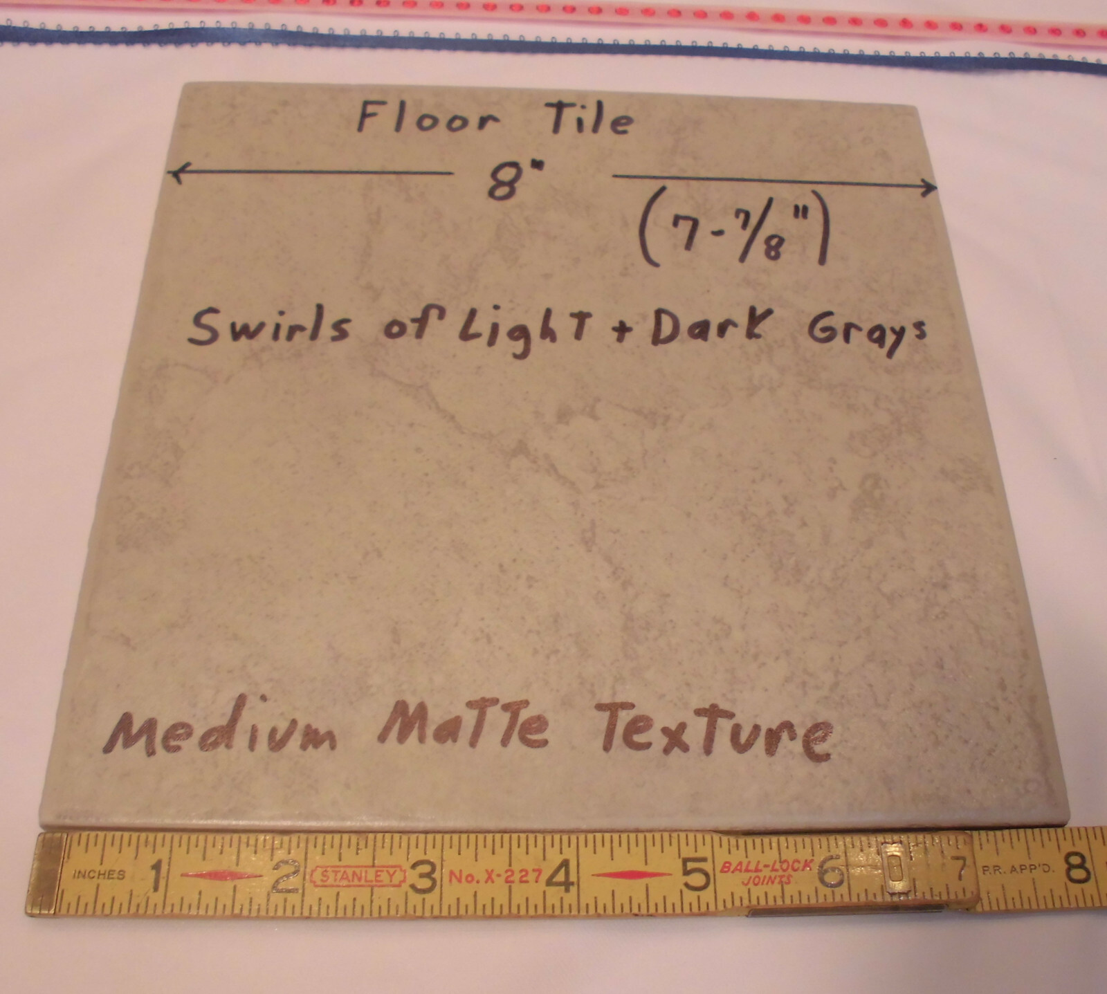 1 pc. Porcelain/Ceramic 8″ Floor Tile; Light & Dark Grays; Medium Textured NEW