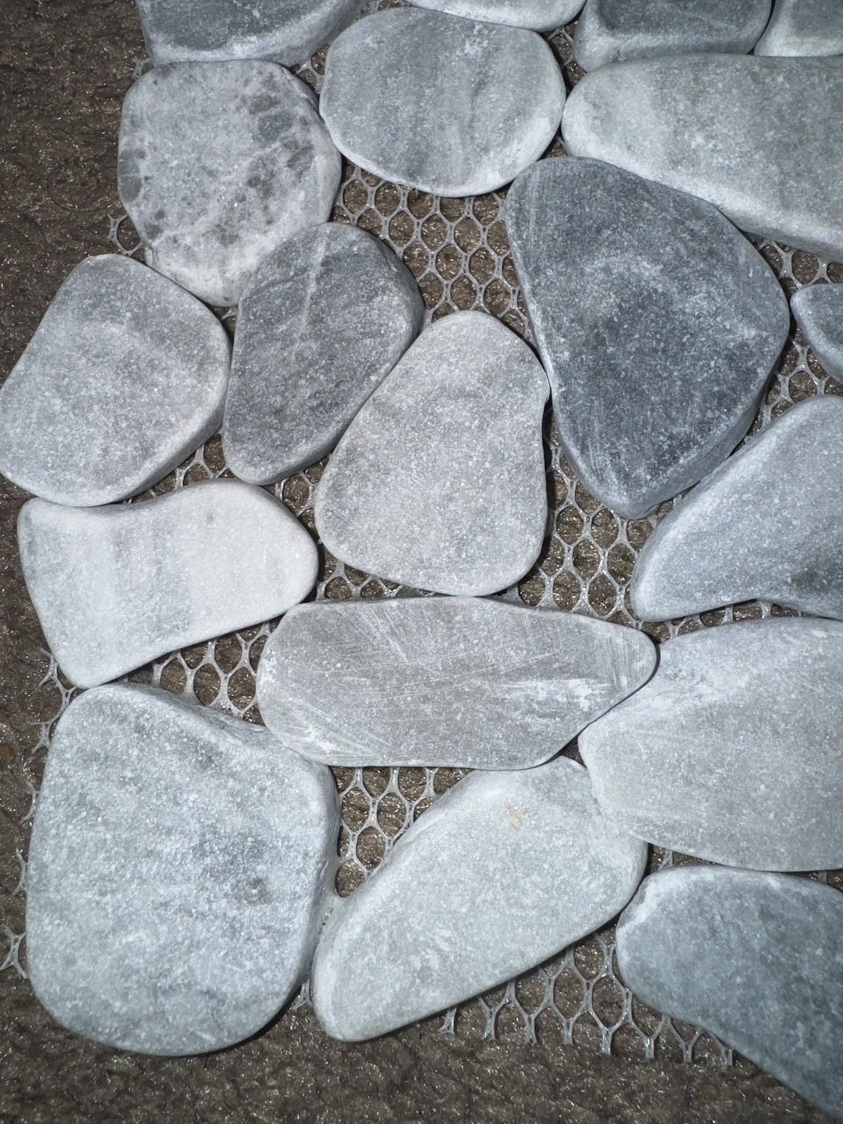 Ice Blue Pebble Honed Marble Mosaic Tile 12×12 Shower Floor Backsplash Mesh